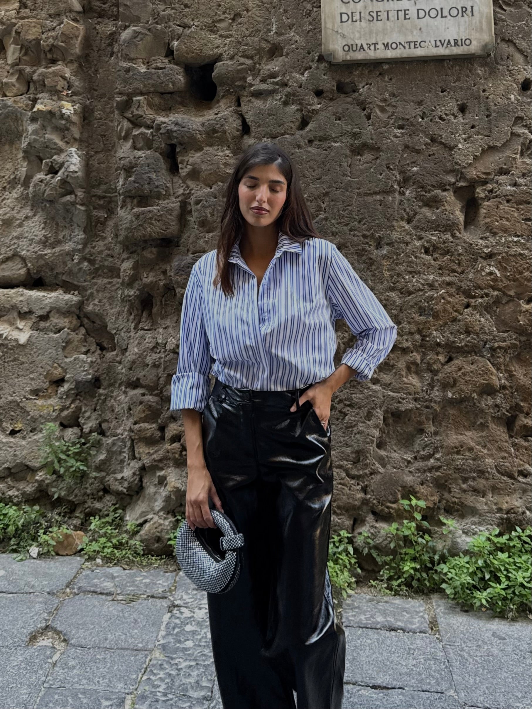 Camicia righe azzurra