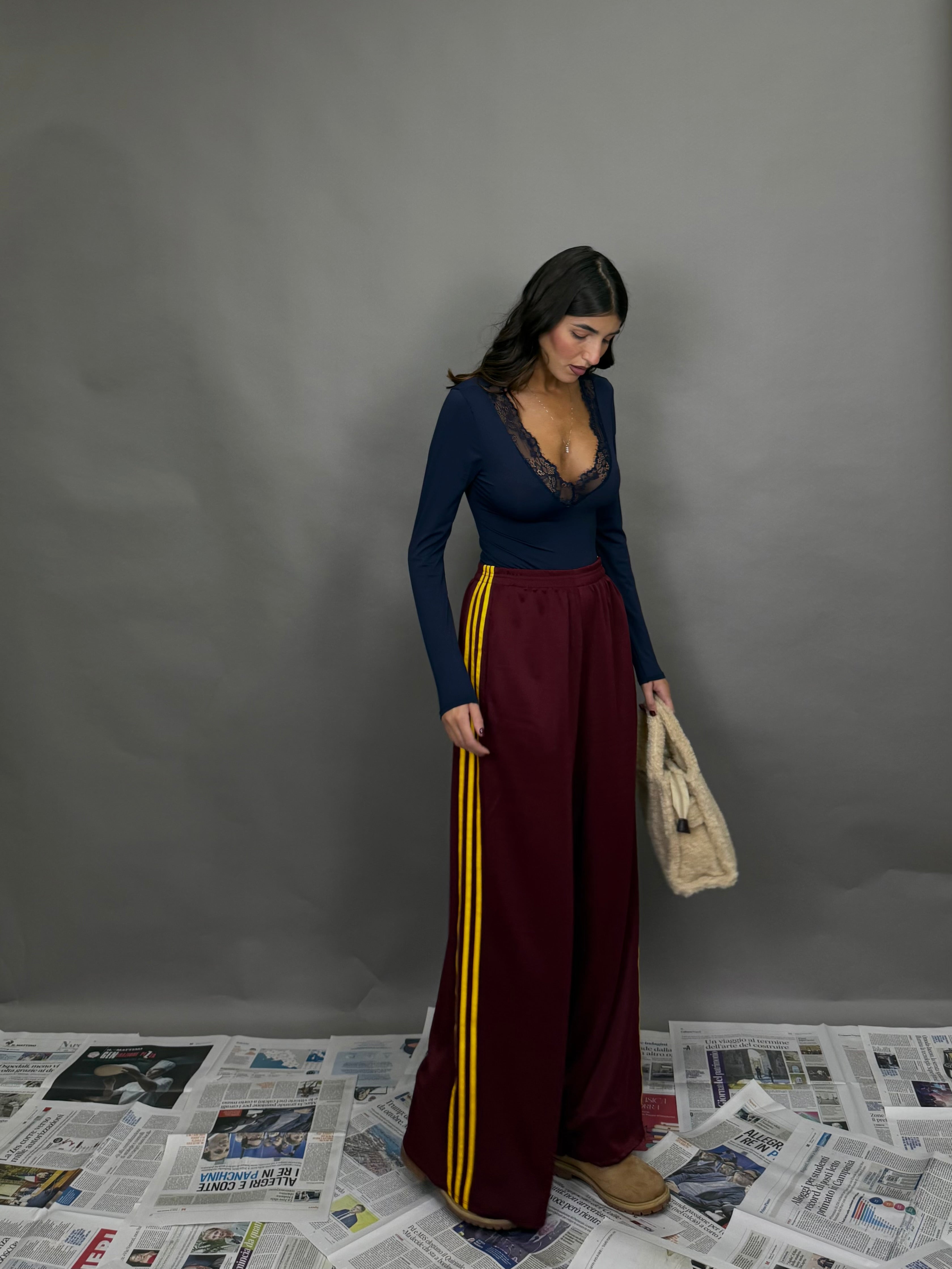 Pantalone tuta bordeaux