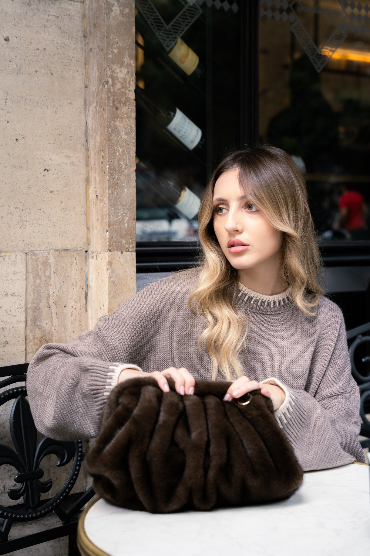 Borsa visone marrone