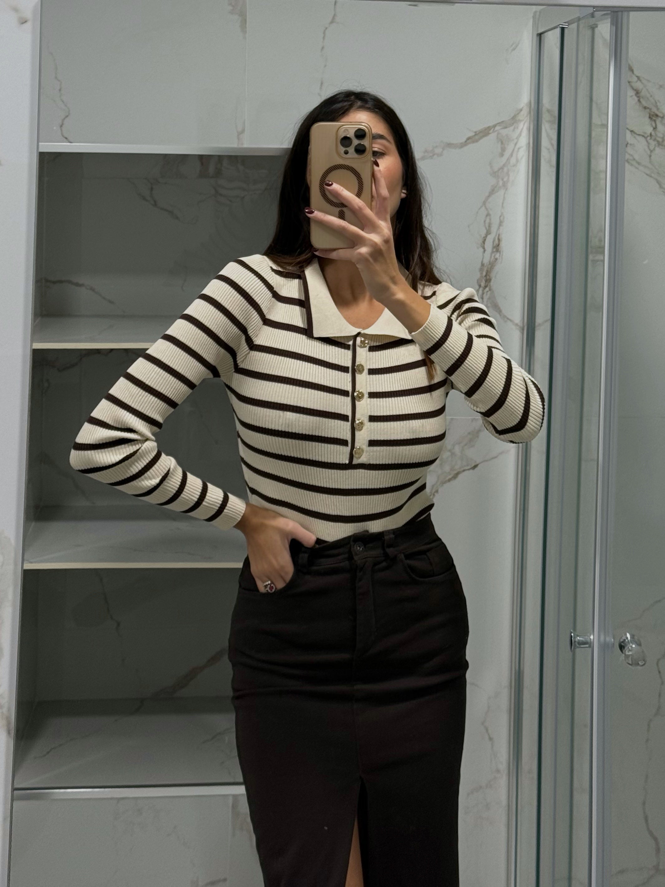 Body costina polo marrone