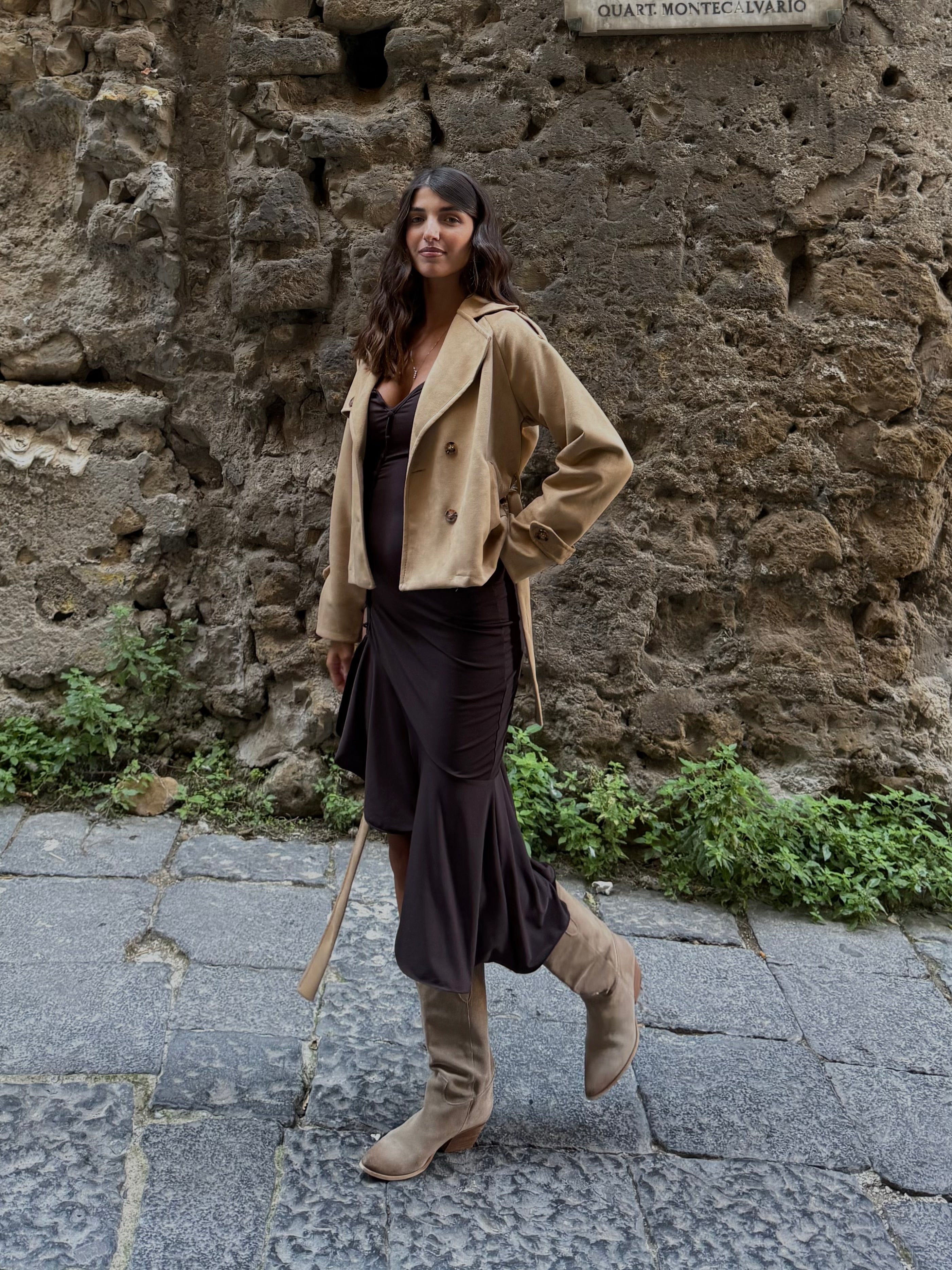 Trench in camoscio cammello
