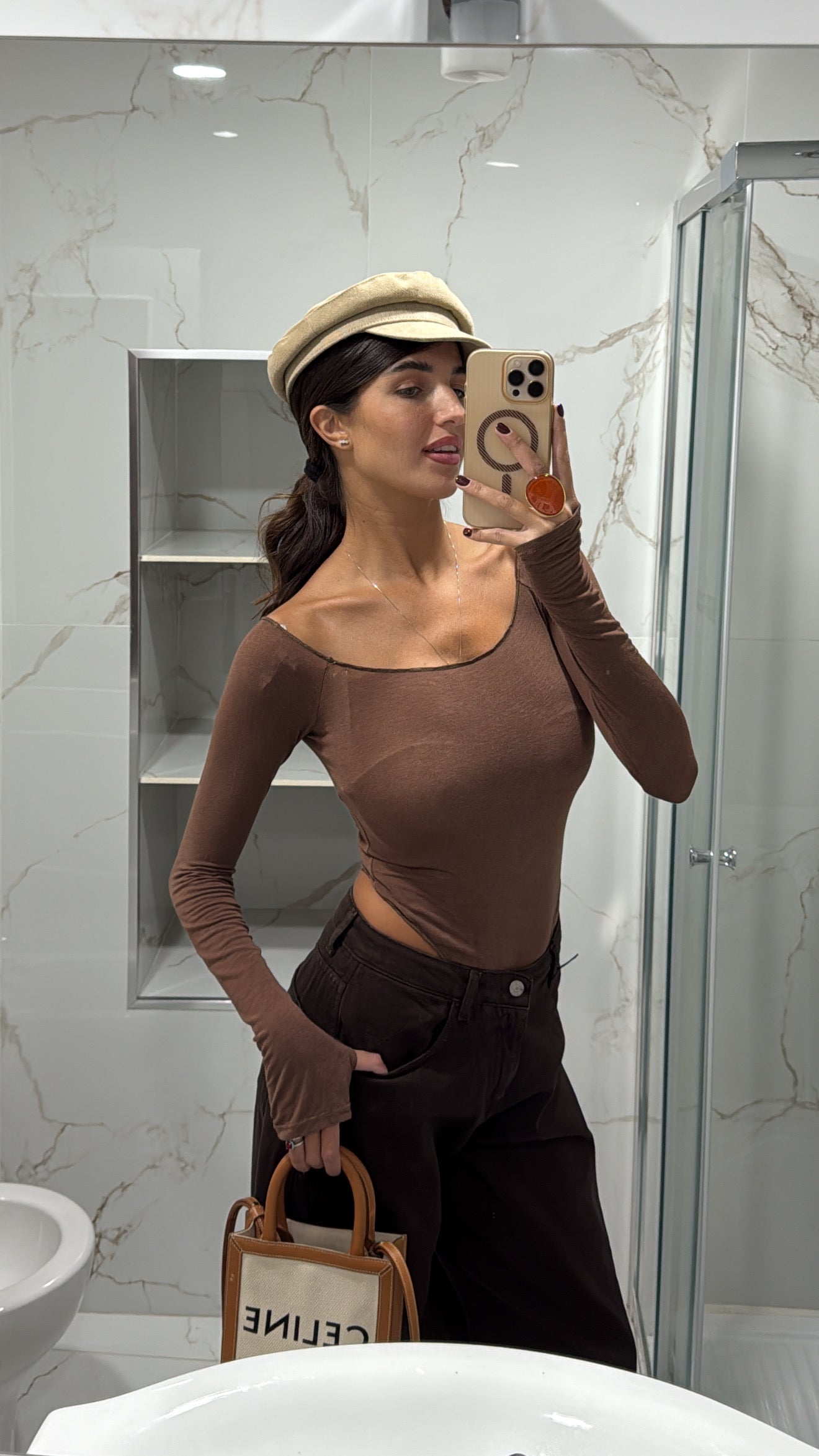 Body misto cachemire cammello