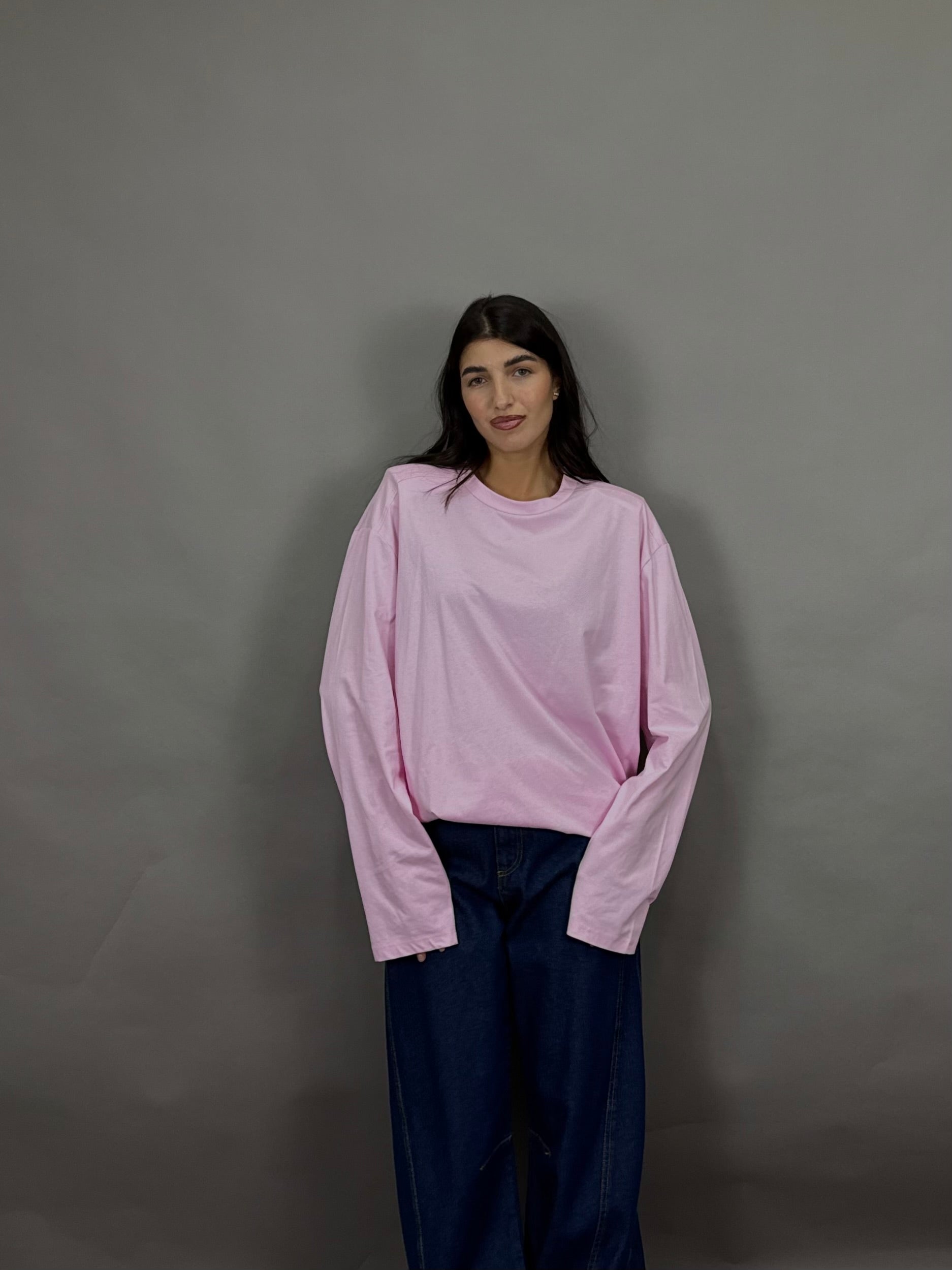 Maglia manica extra lunga rosa