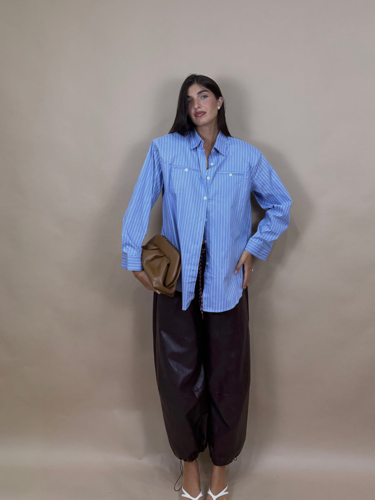Camicia righe azzurra