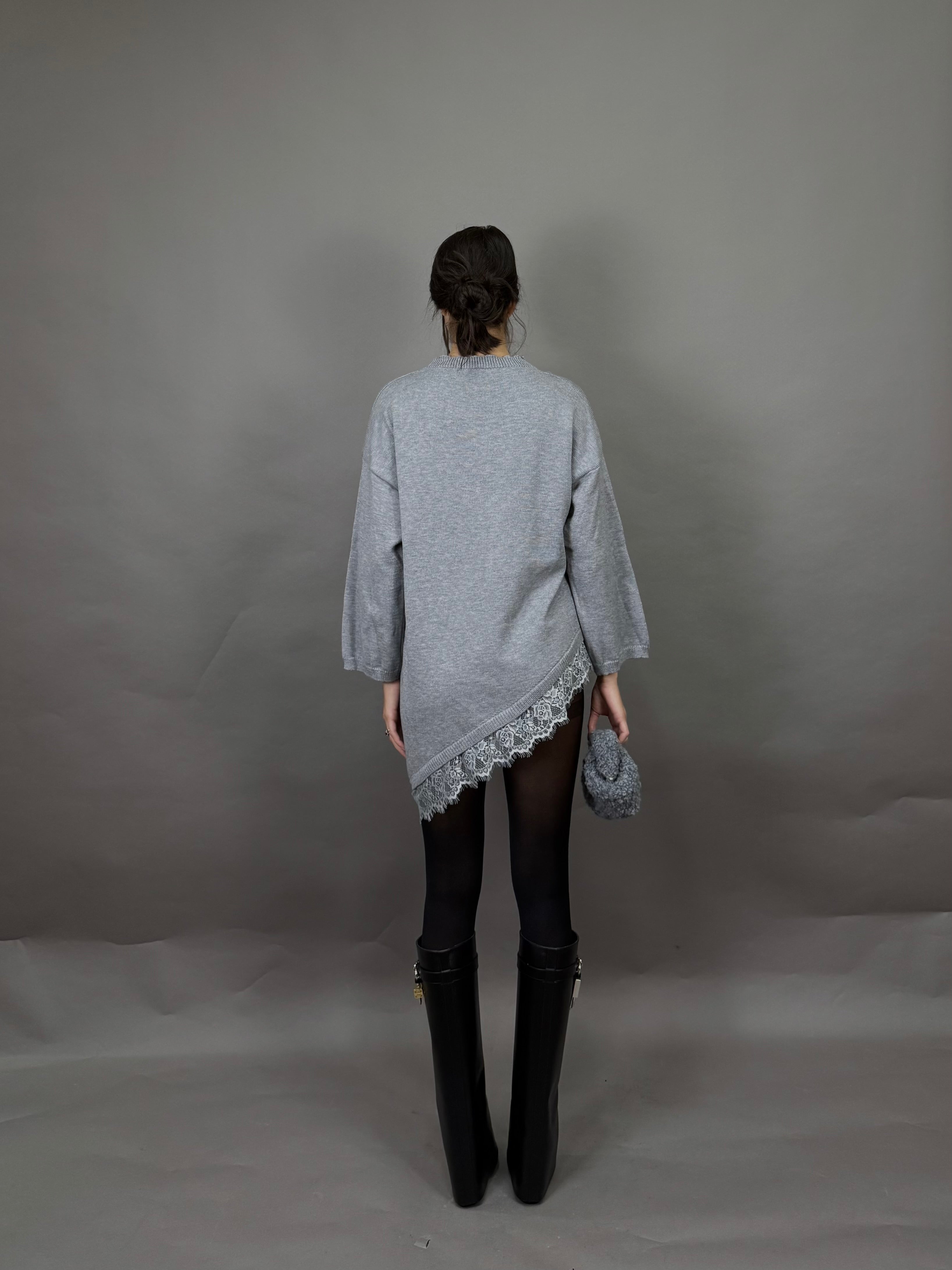 Maglione pizzo grigio