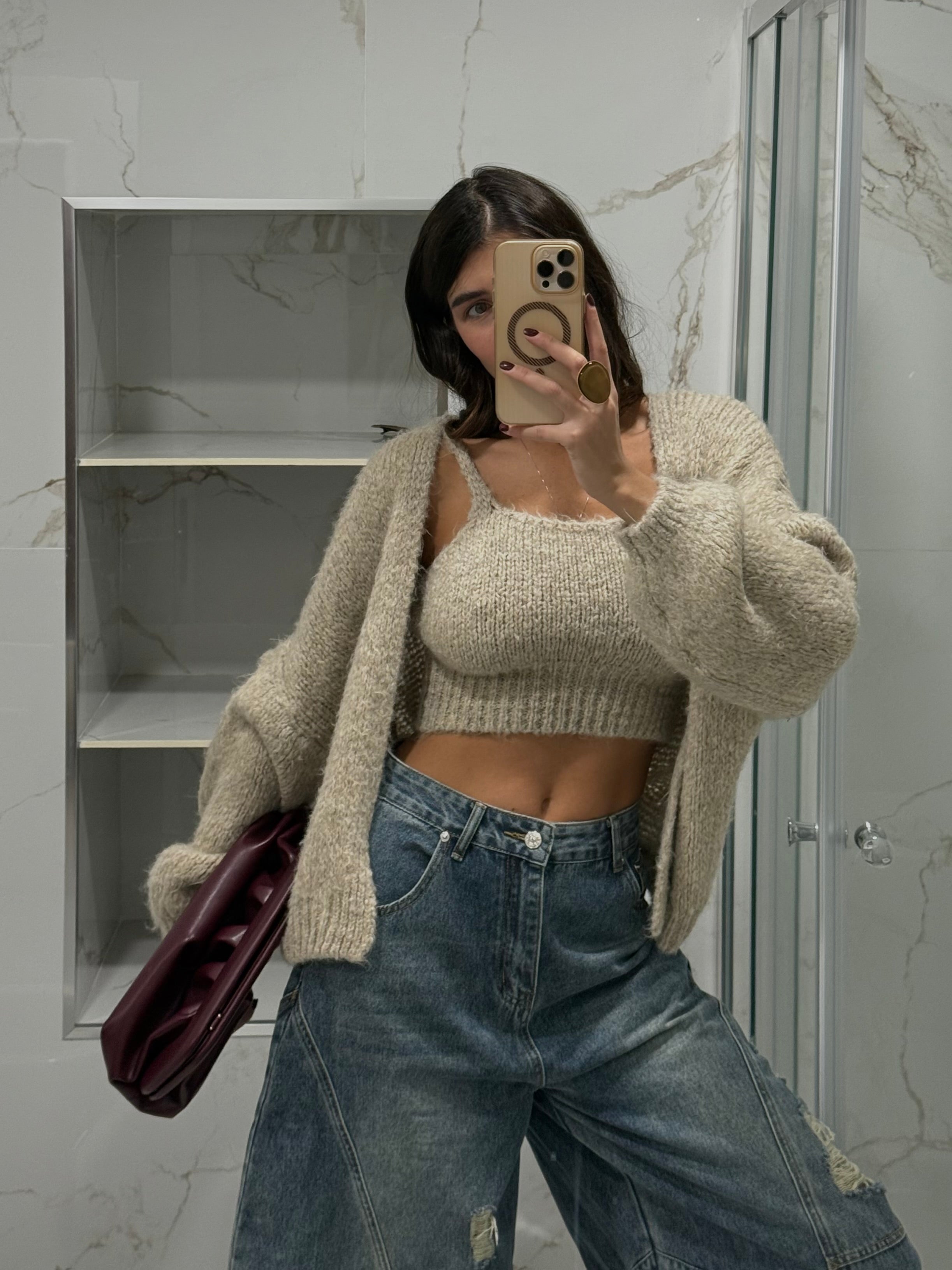 Cardigan + top fango