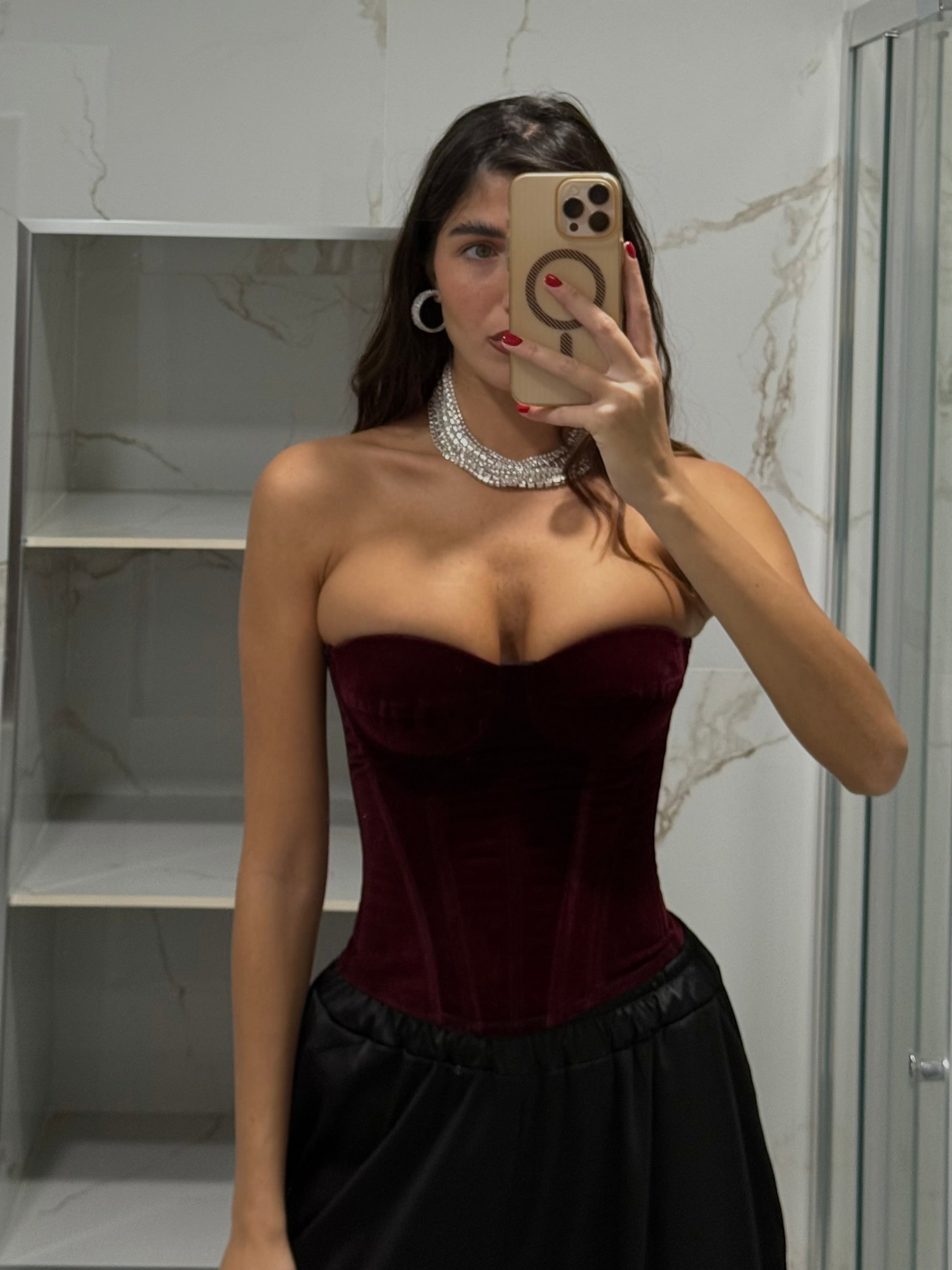 Corpetto velluto bordeaux