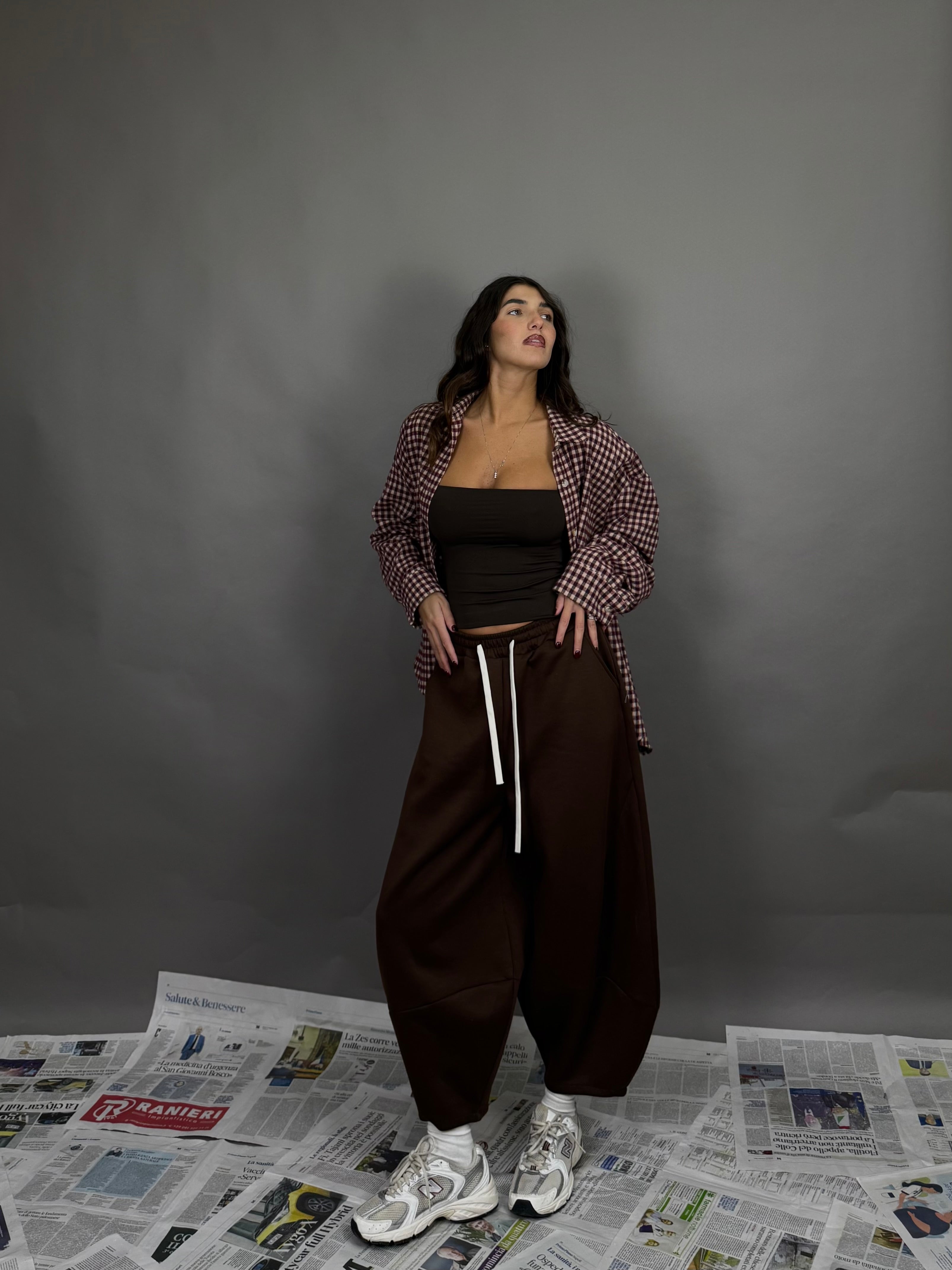 Pantalone tuta ballon marrone