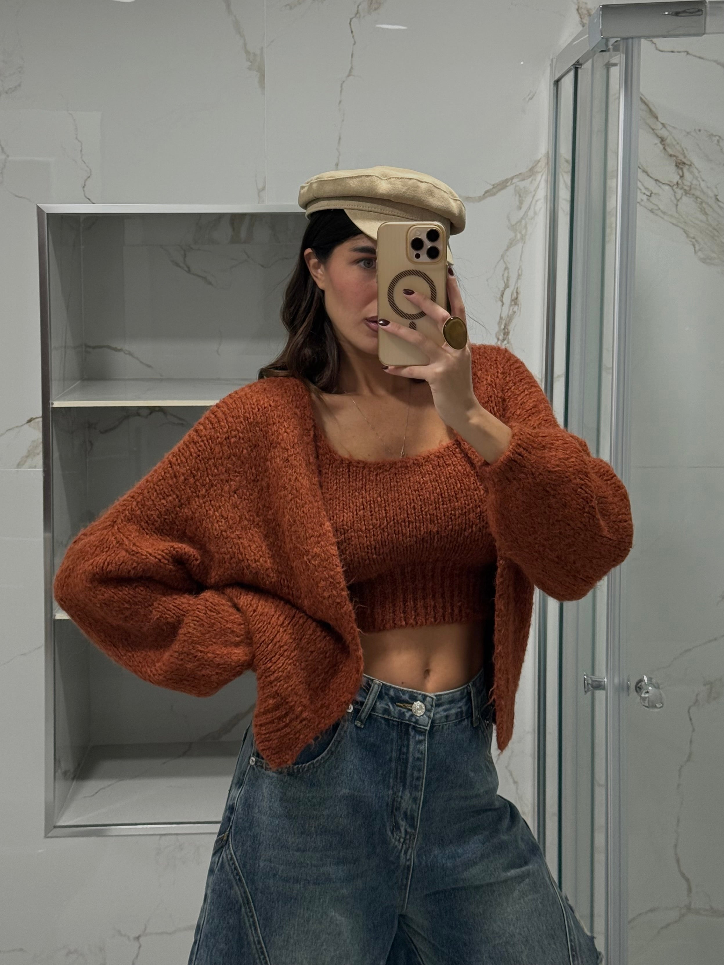 Cardigan + top arancio