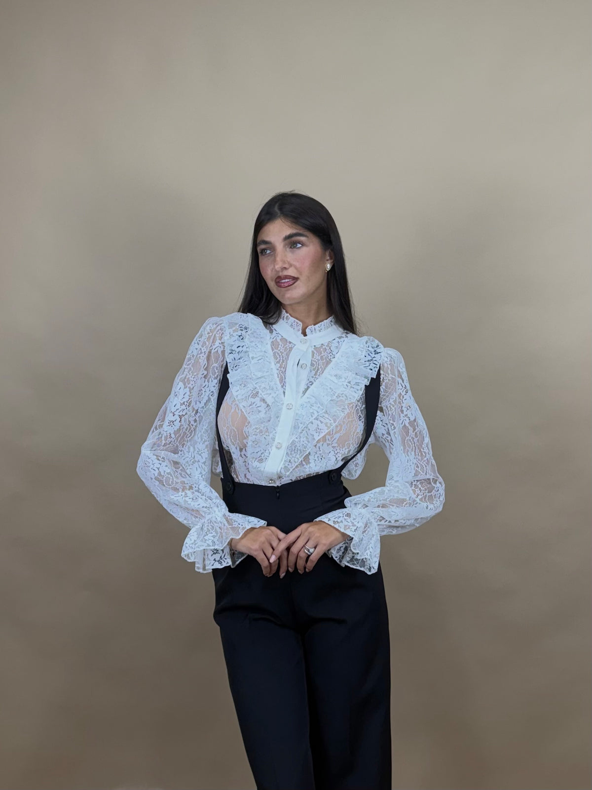 Camicia ruches e pizzo