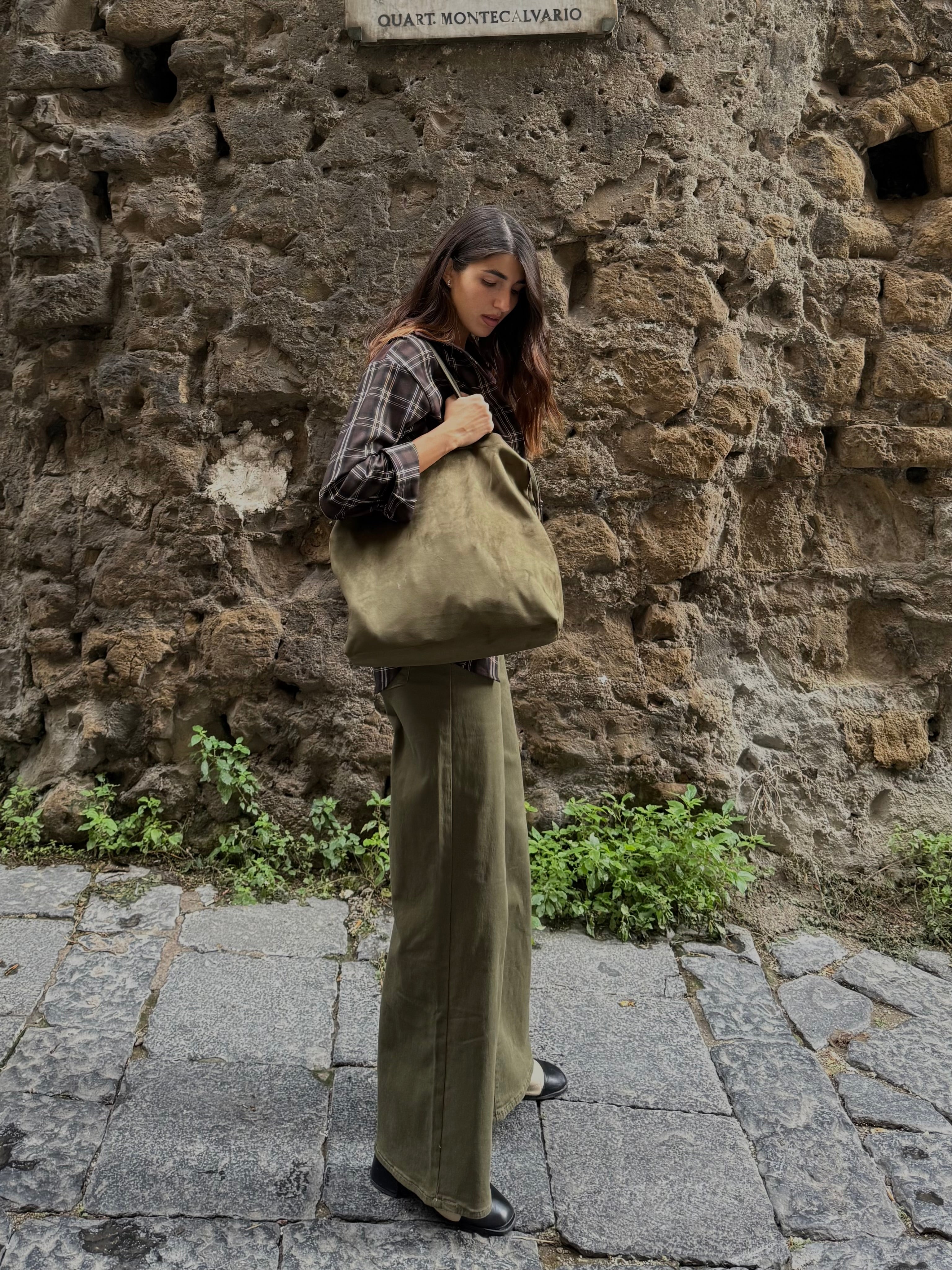 Borsa camoscio verde