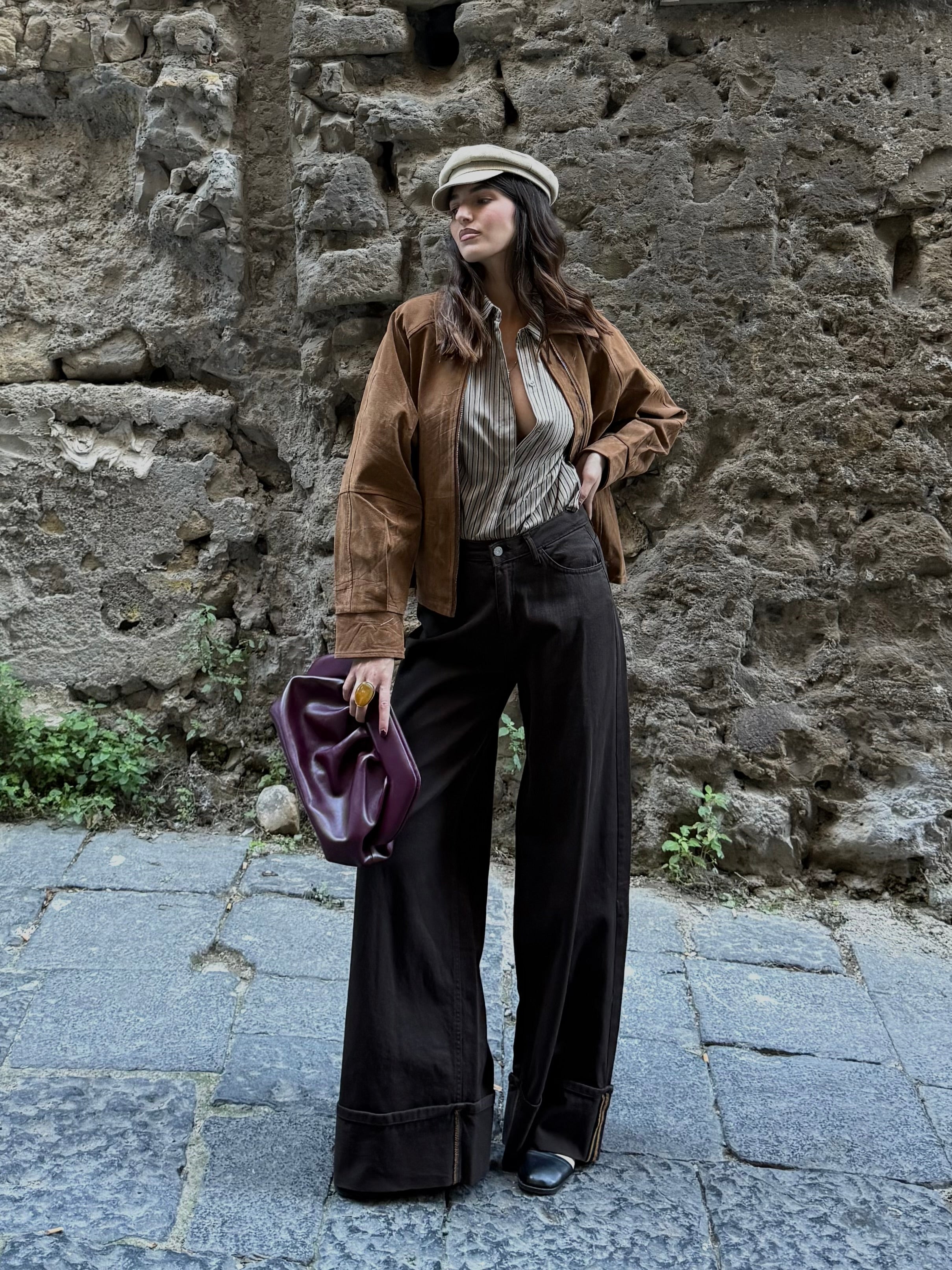 Jeans piegone marrone