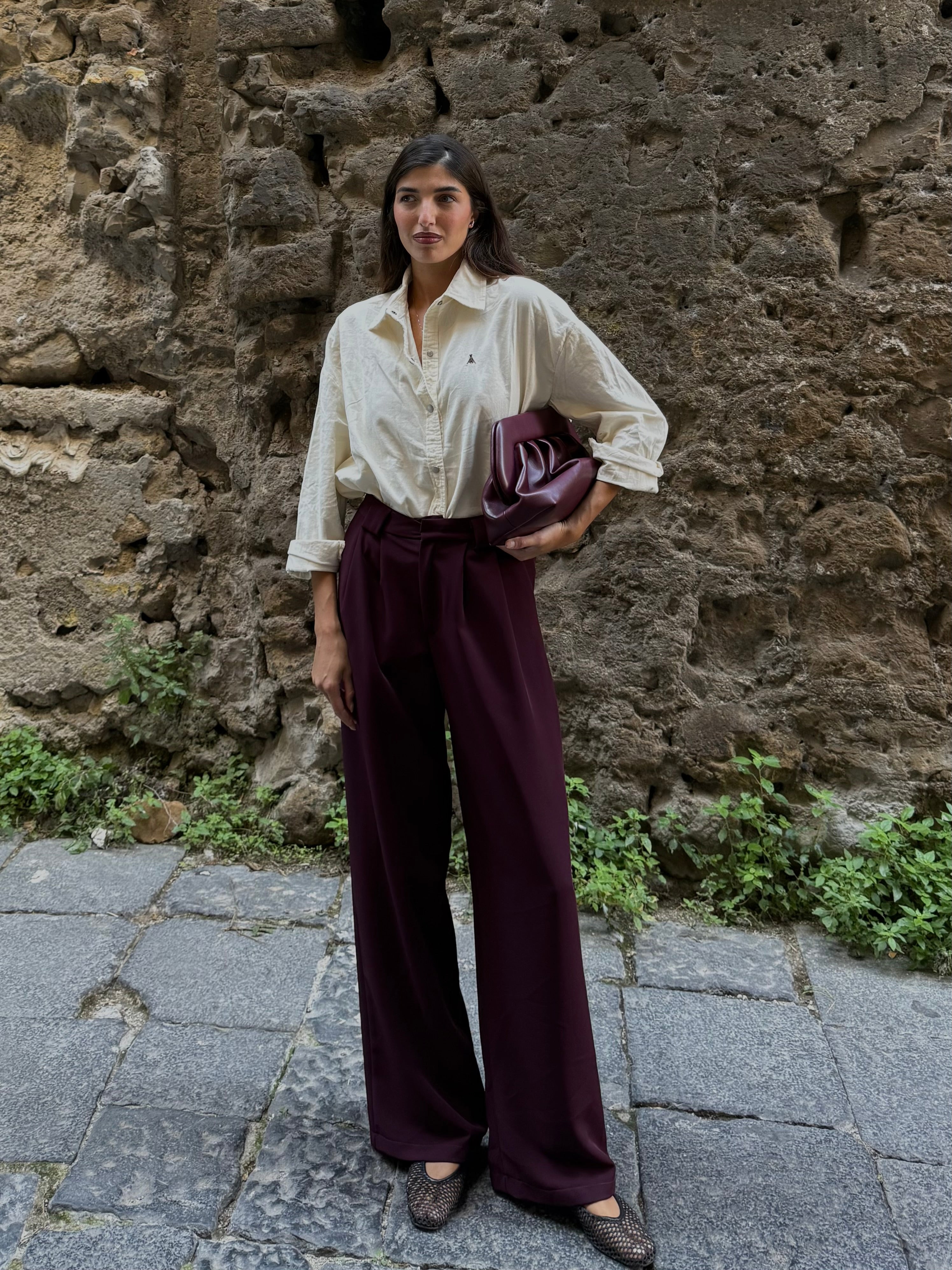 Pantalone lumina bordeaux