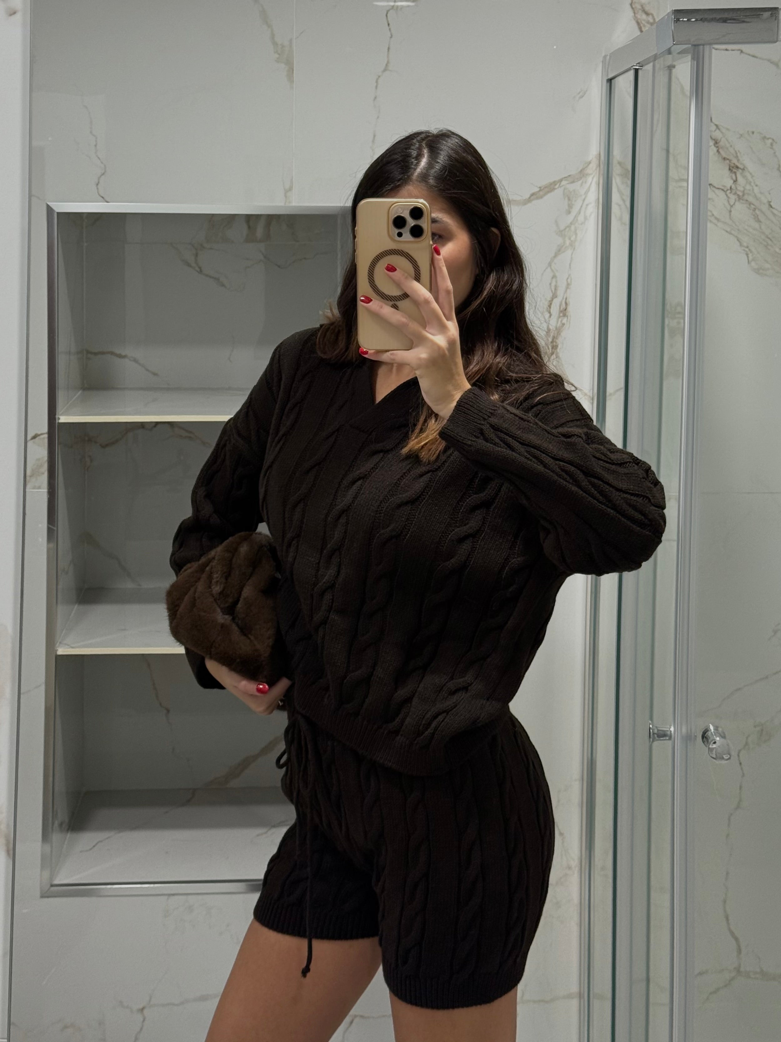 Coordinato trecce marrone