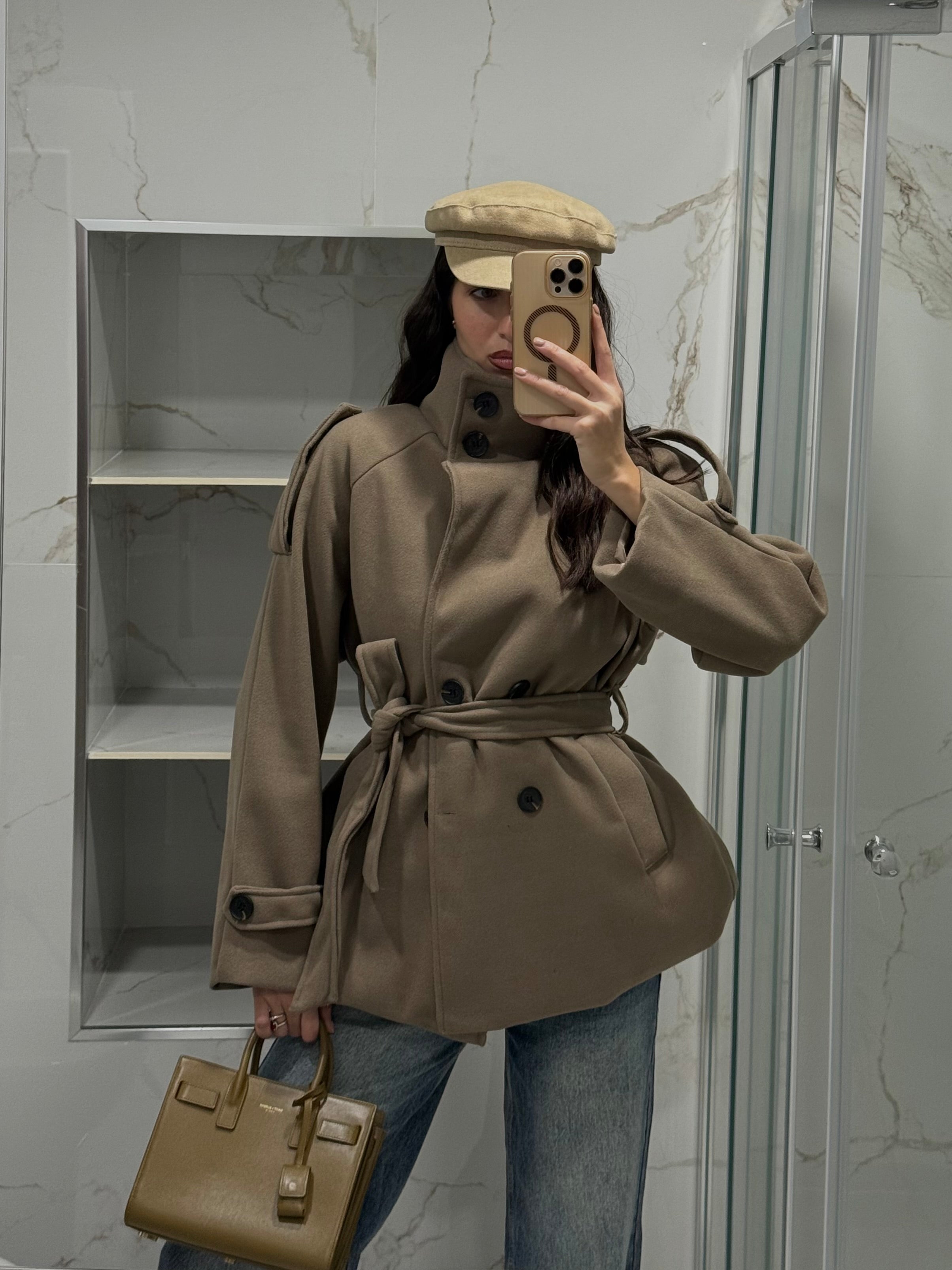 Trench peso cappotto fango