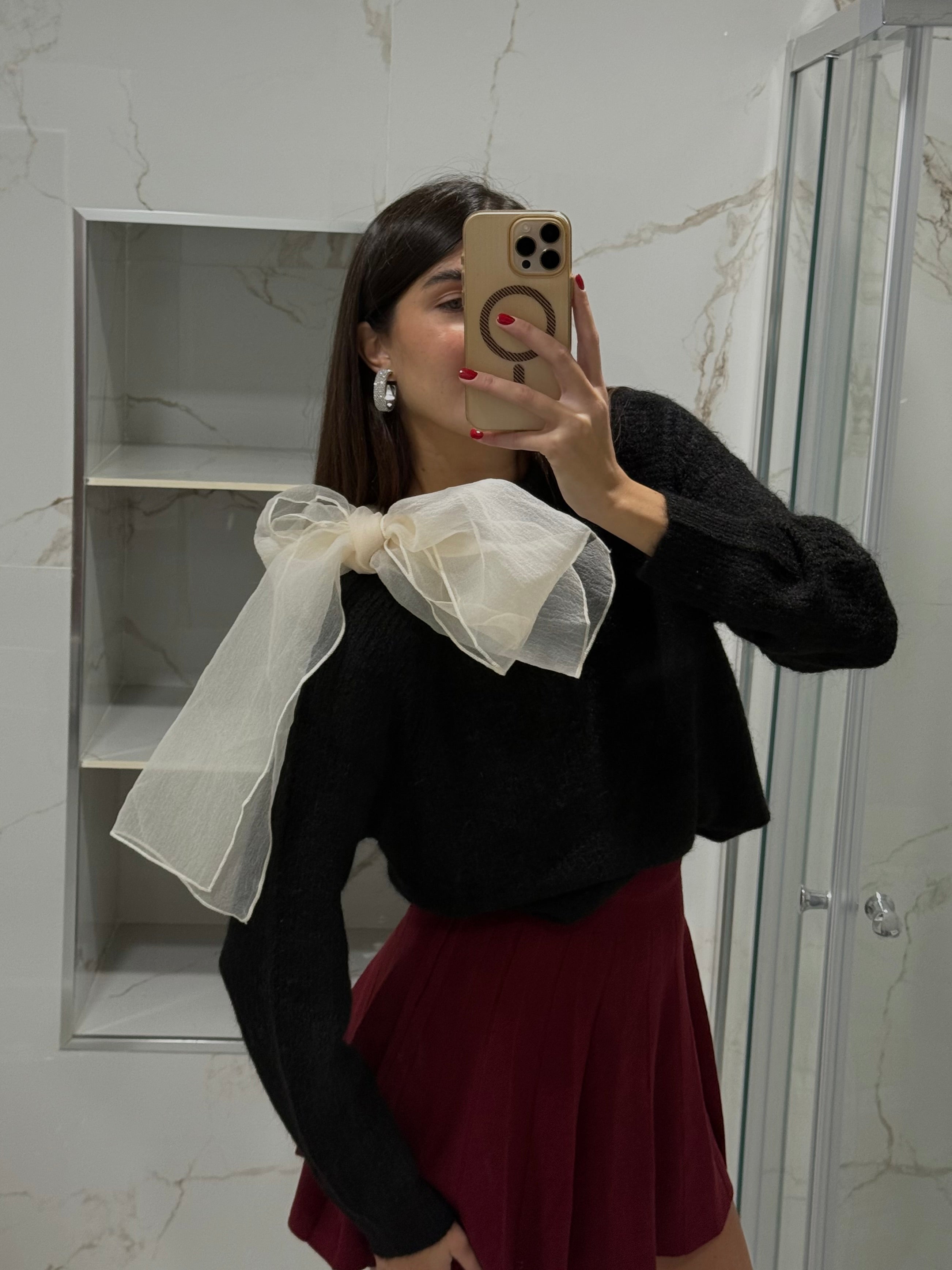 Maglione fiocco organza