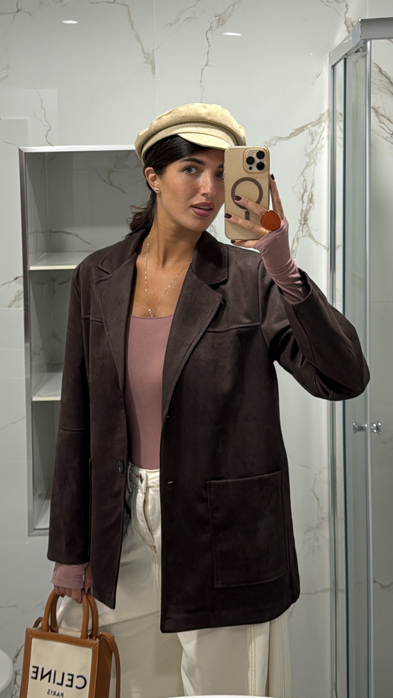 Blazer scamosciato marrone