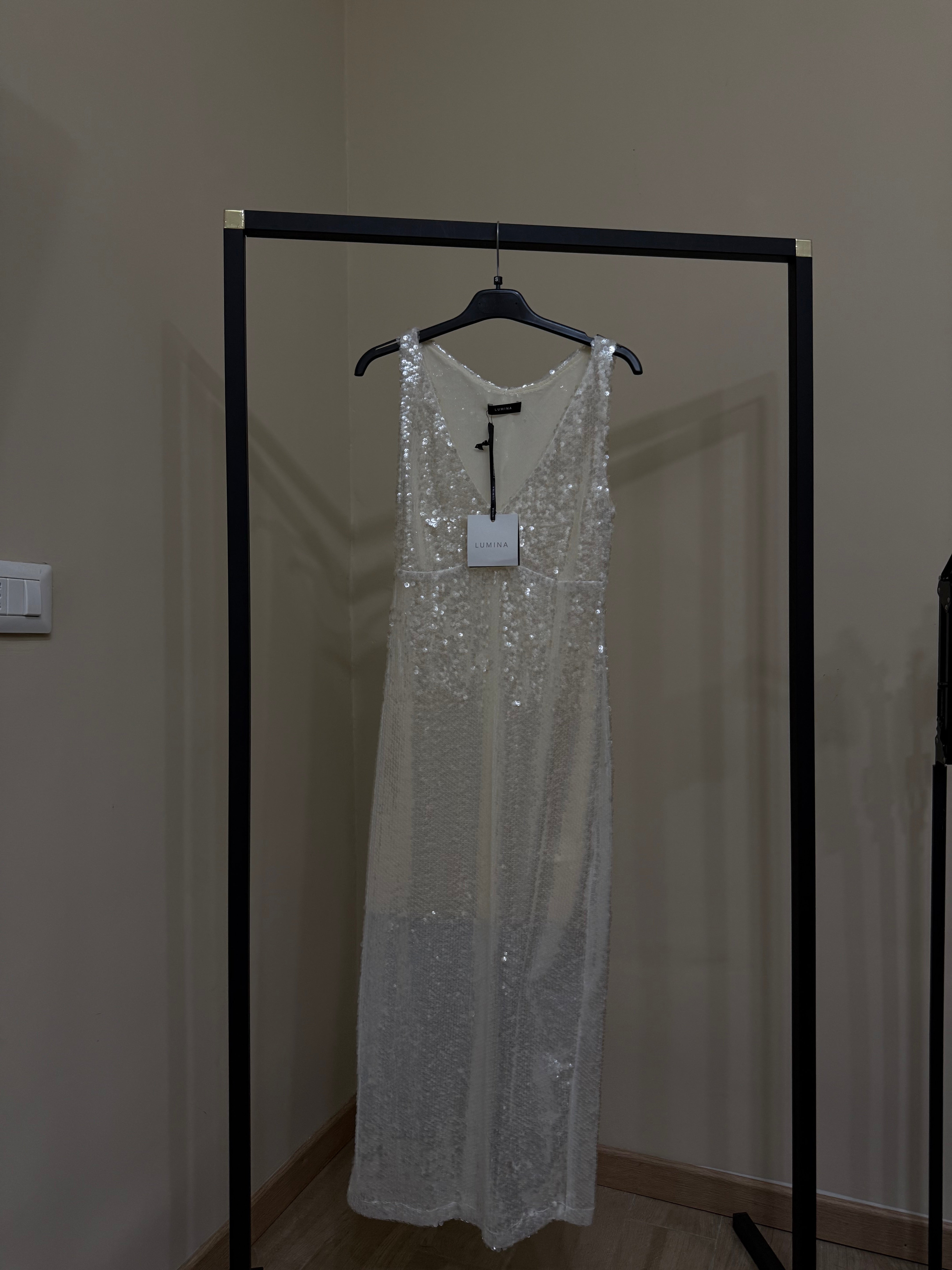 Dress paillettes bianco lumina - LadyB Shop Online