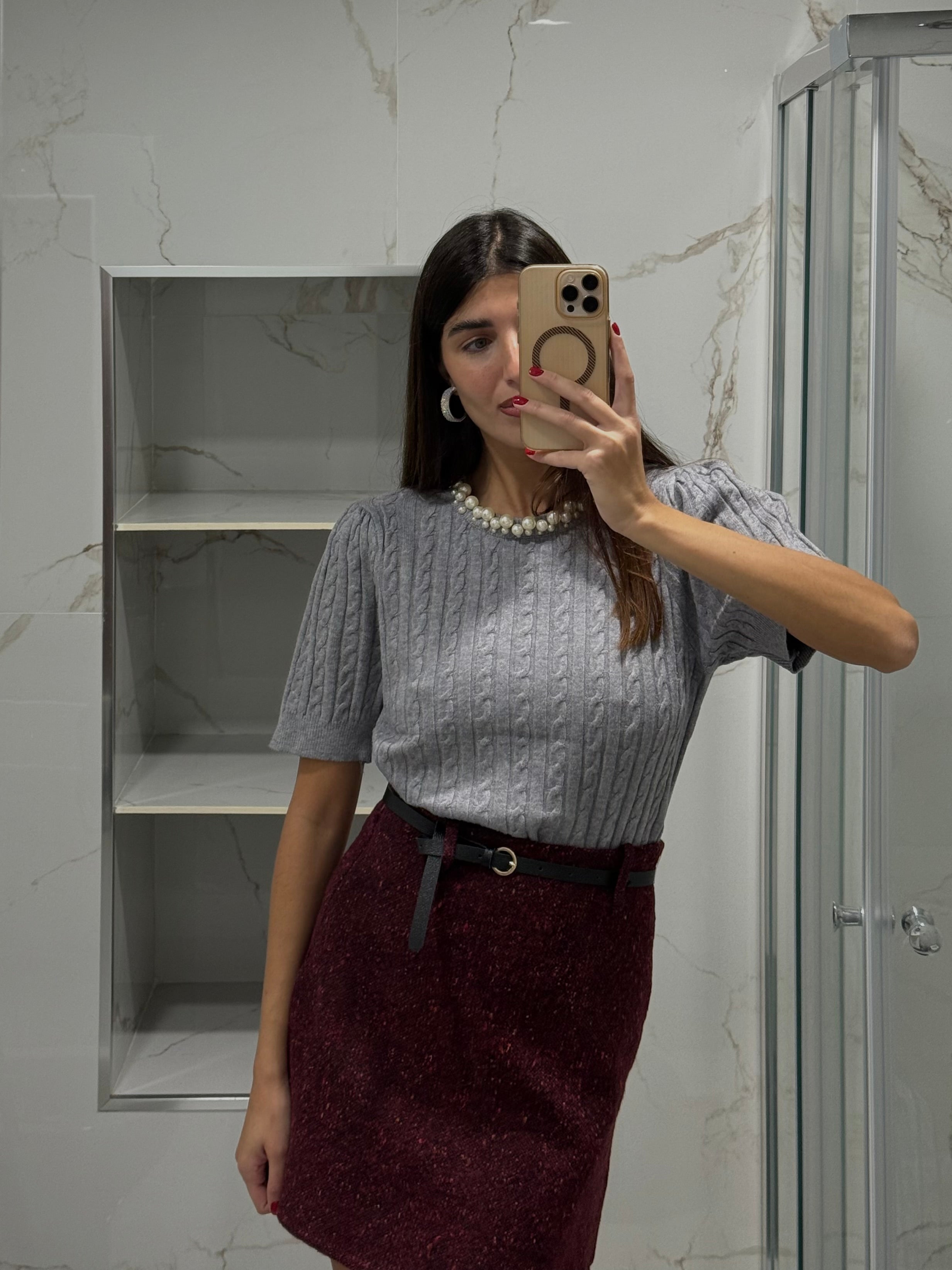 Maglione perla grigio