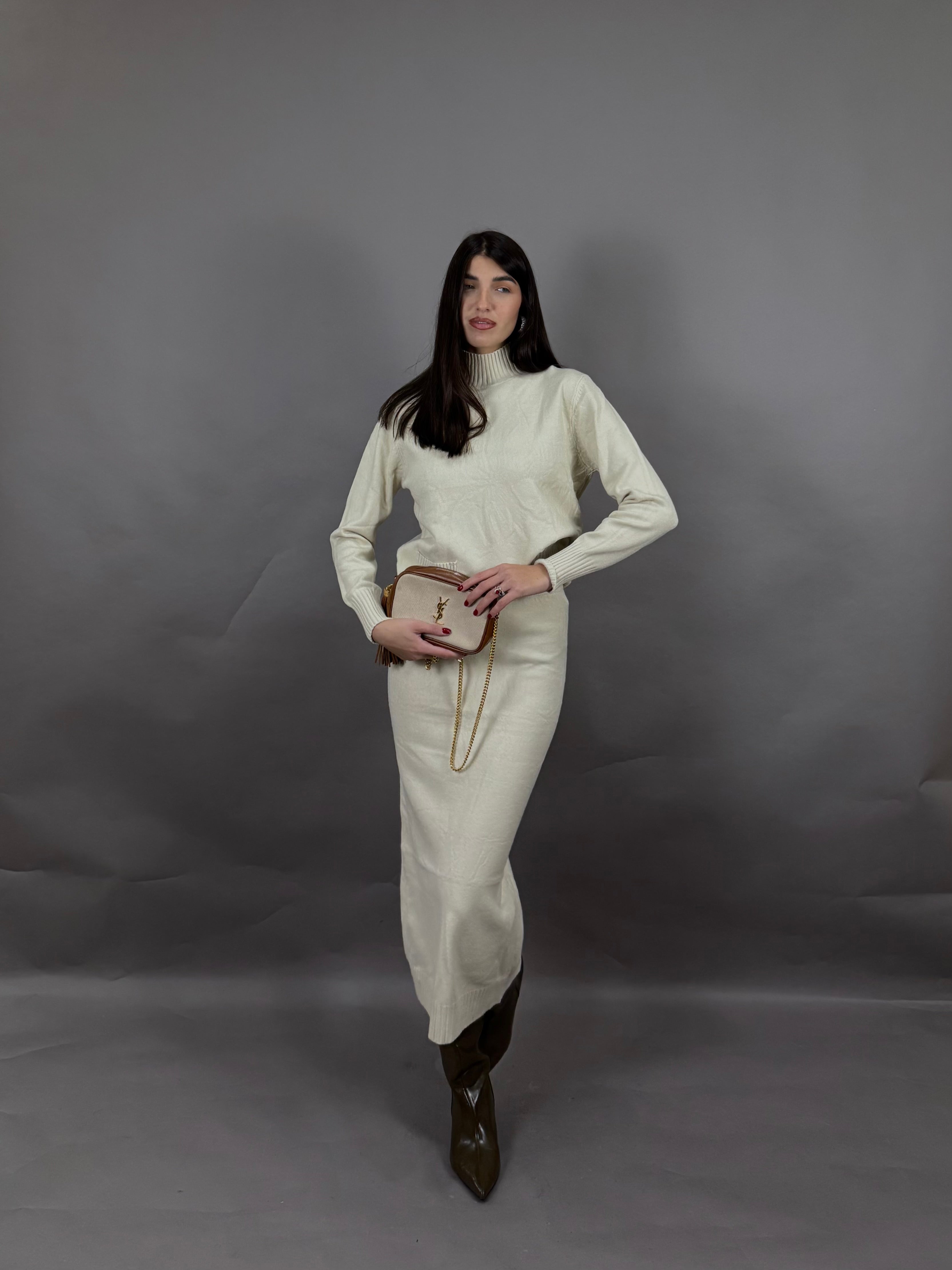 Coordinato lana rasata panna