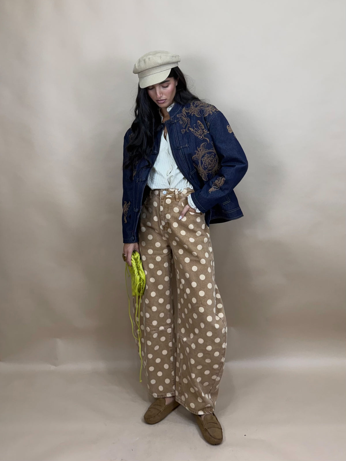 Denim ballon pois