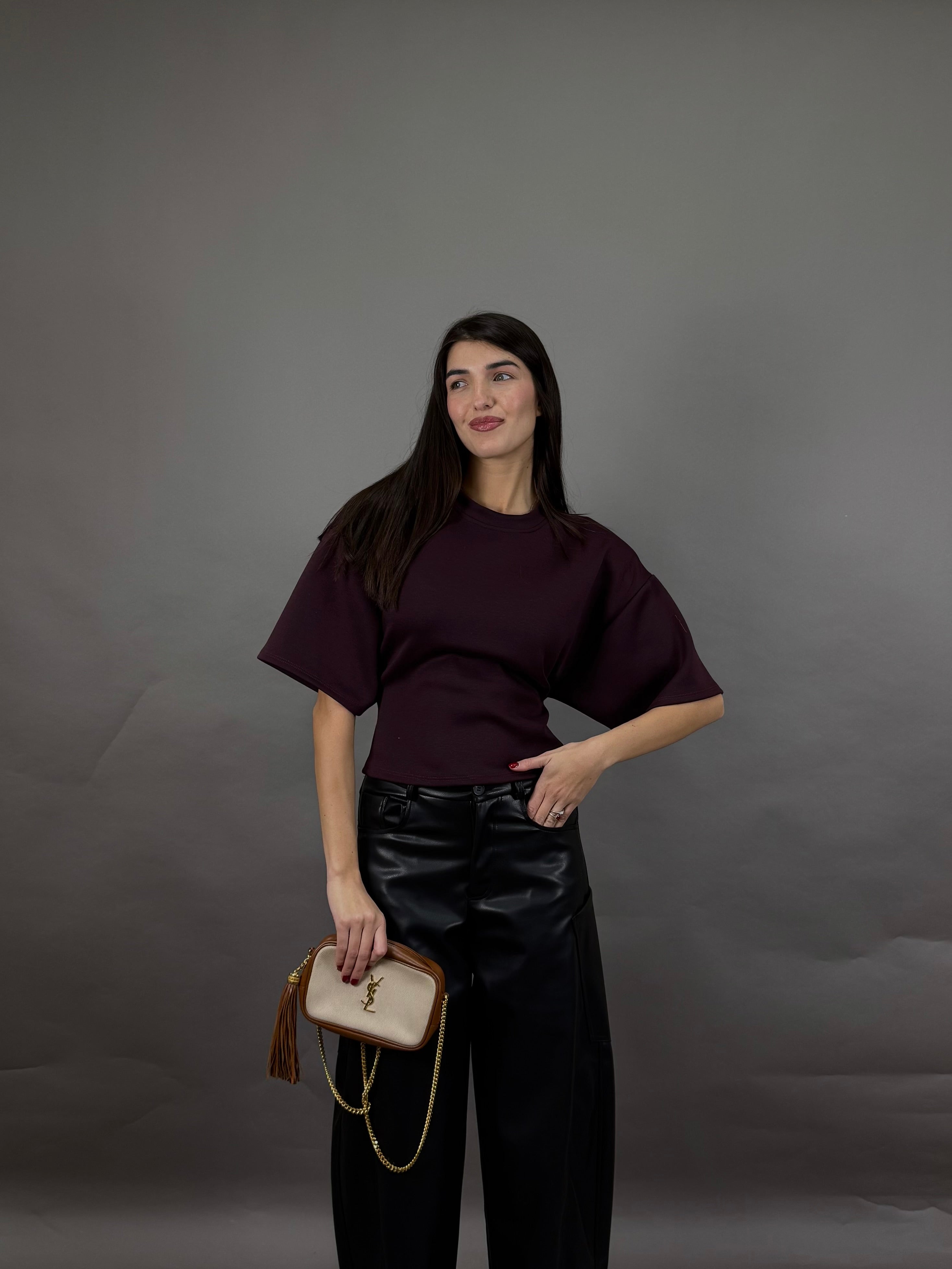 Maglia felpata bordeaux
