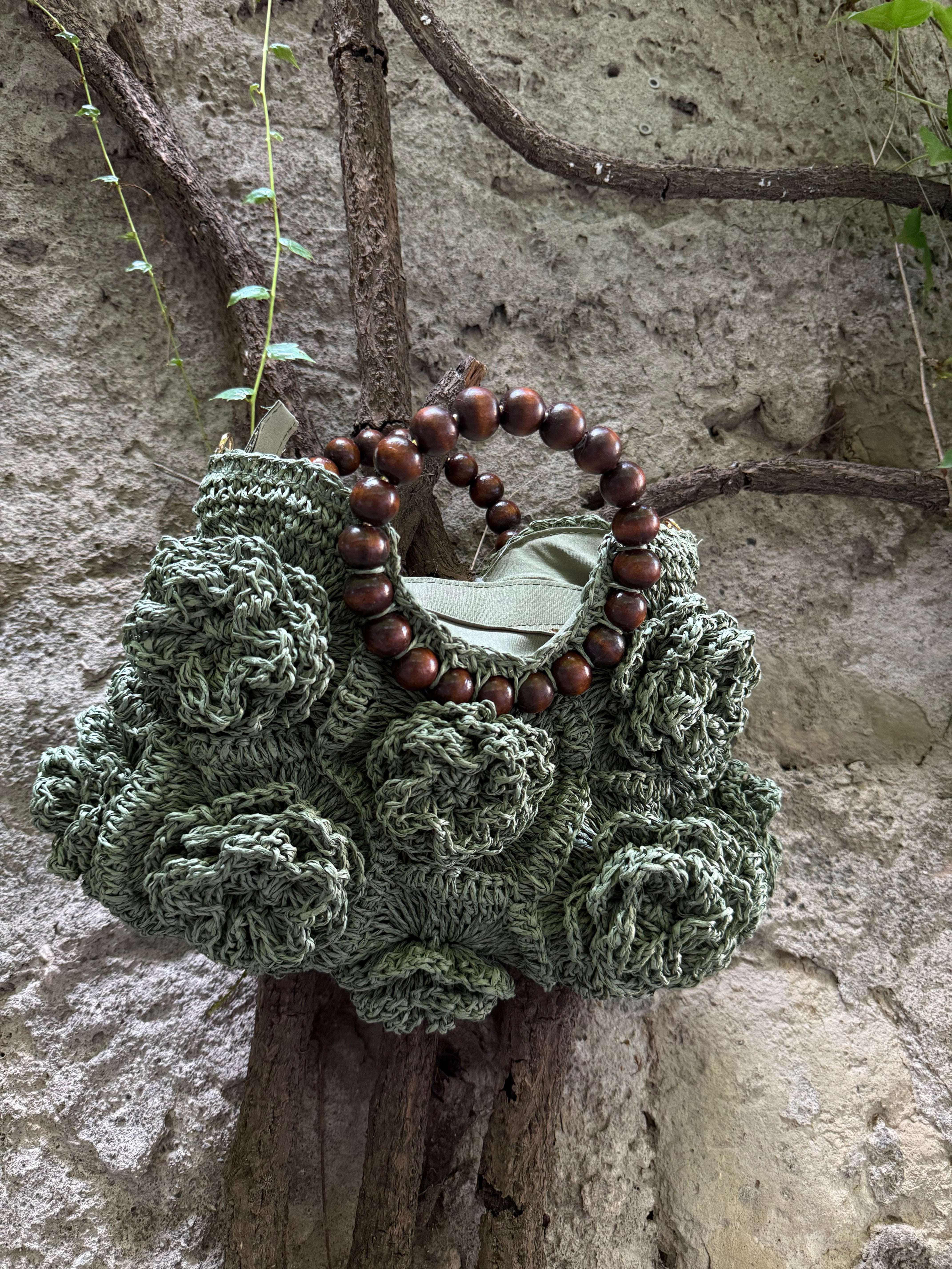 Borsa in paglia fiore