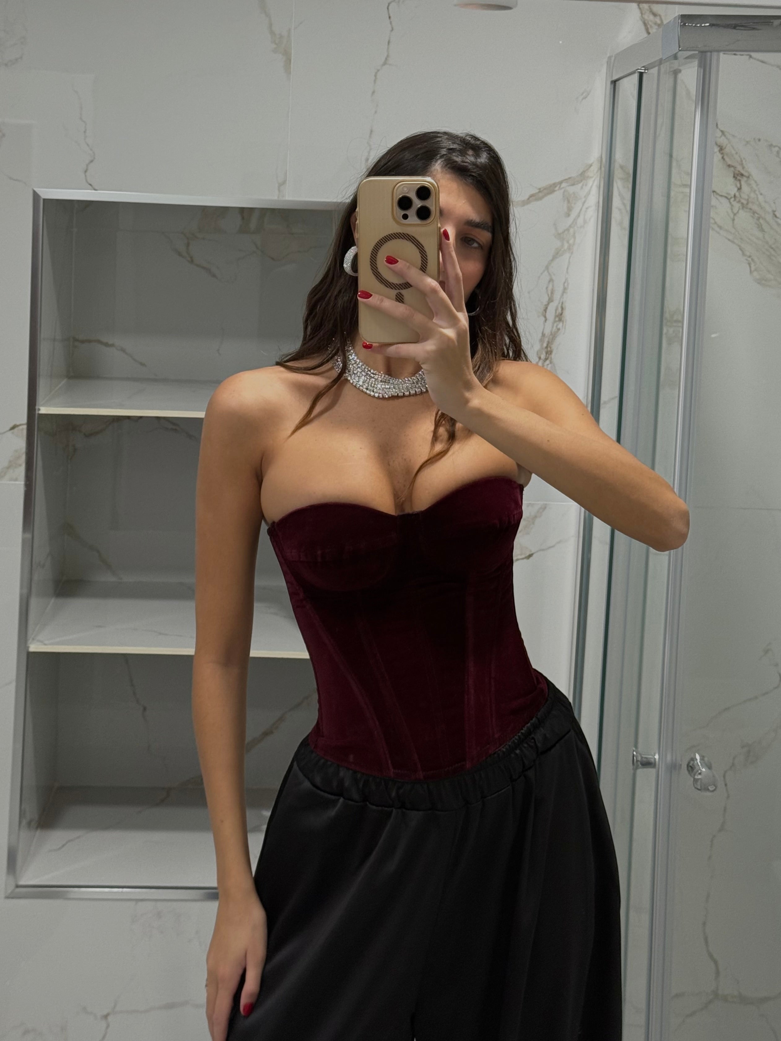 Corpetto velluto bordeaux