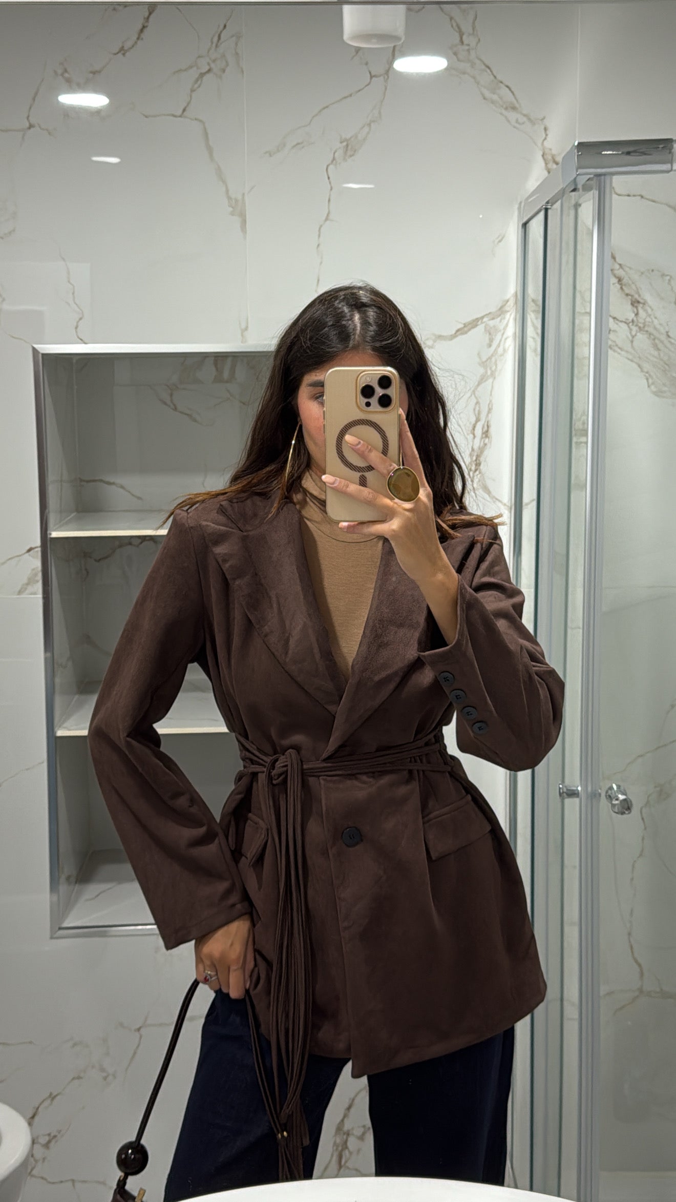 Blazer scamosciato marrone