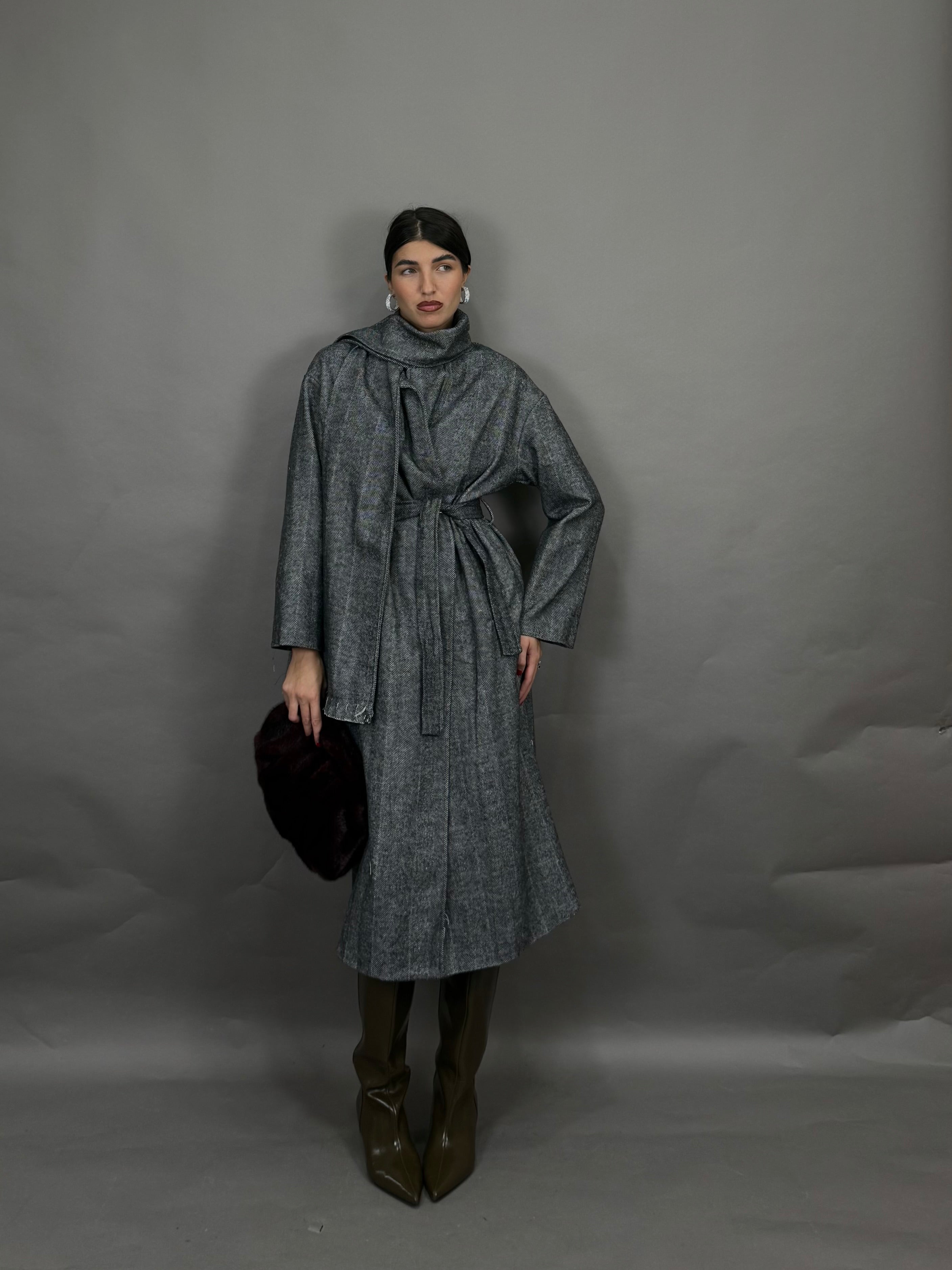 Cappotto sciarpa nero