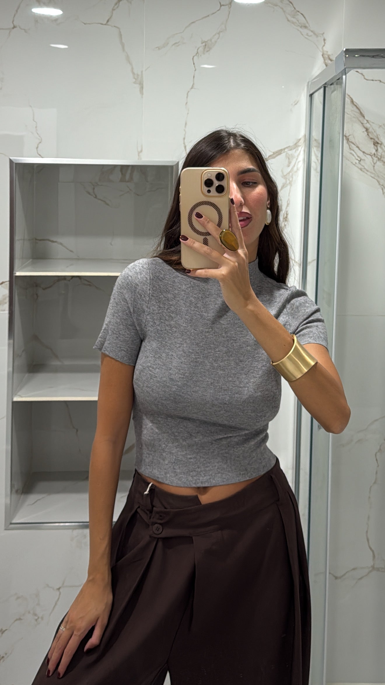 Maglia mezza manica grigia