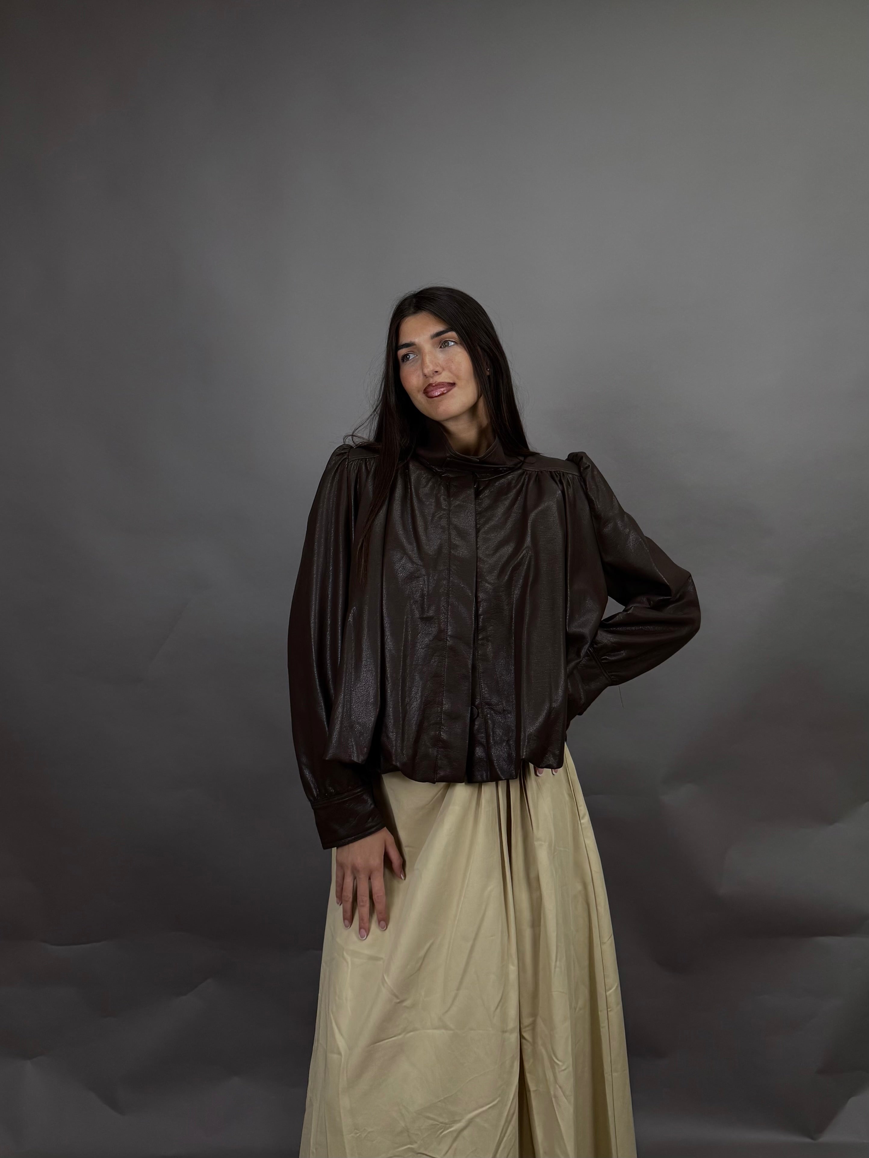 Giacca in pelle marrone