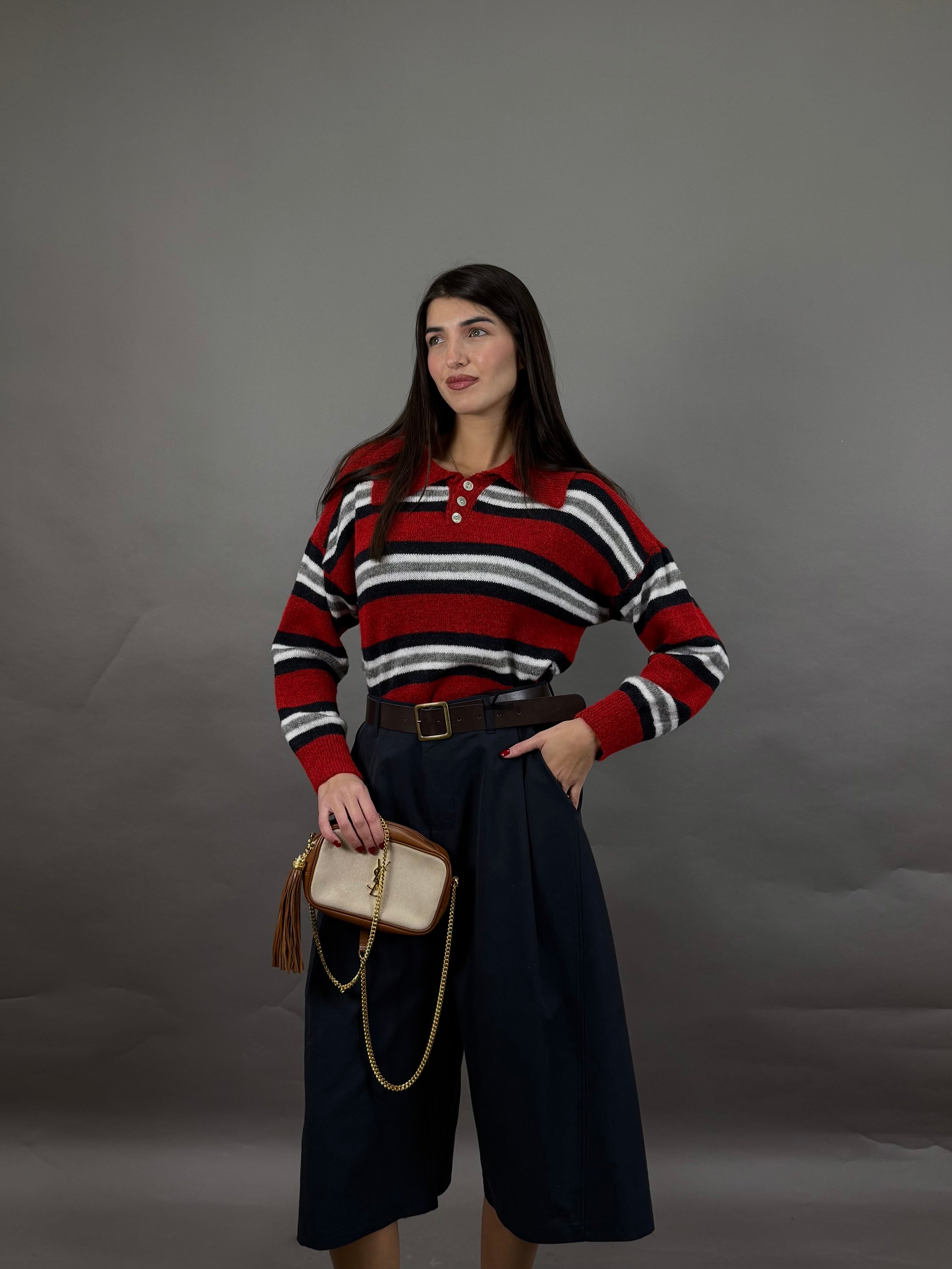 Maglione righe rosso