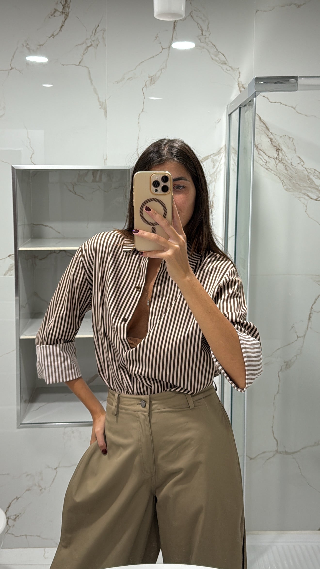 Camicia righe marrone