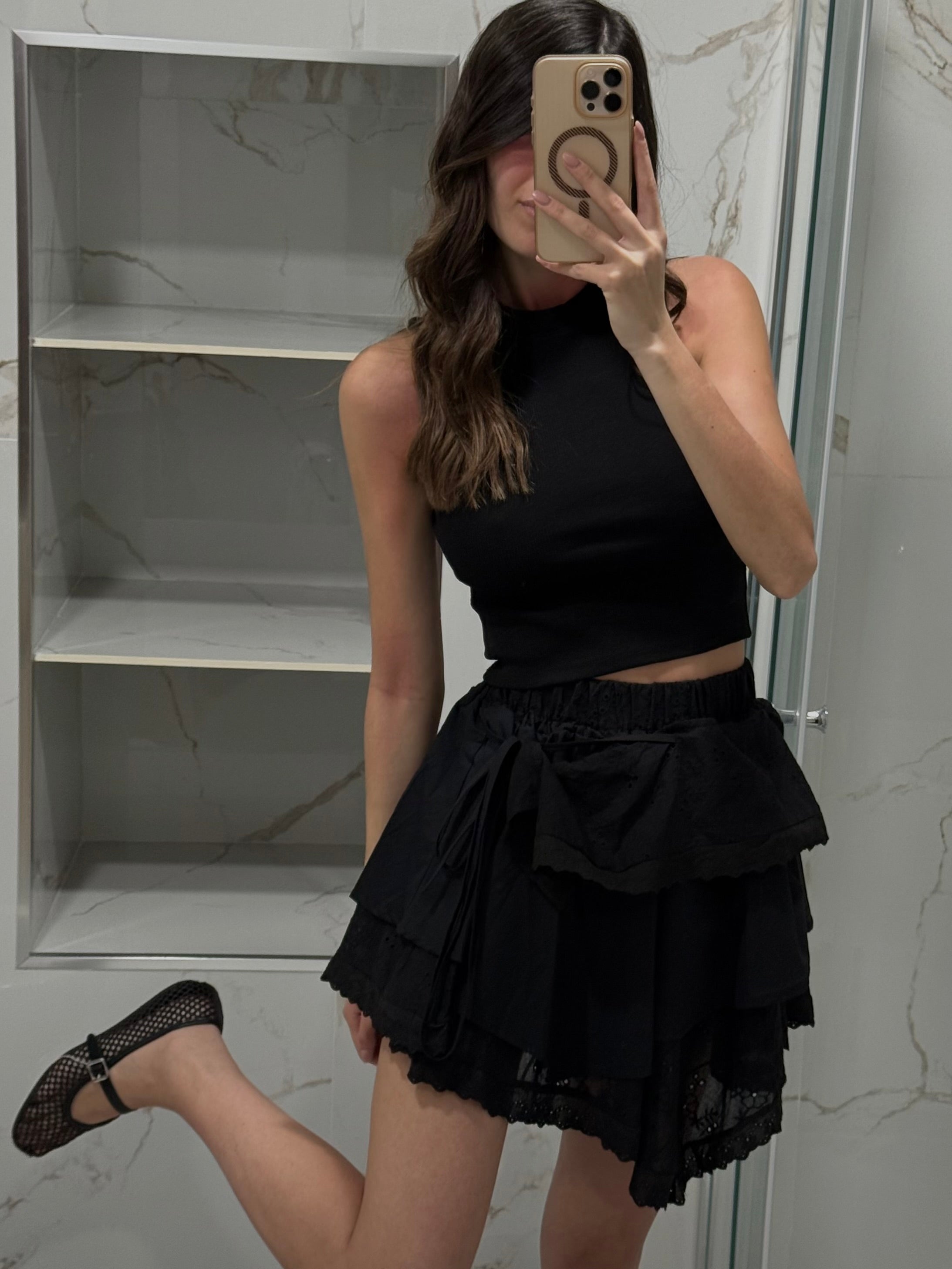 Gonna cotone e pizzo nera - LadyB Shop Online