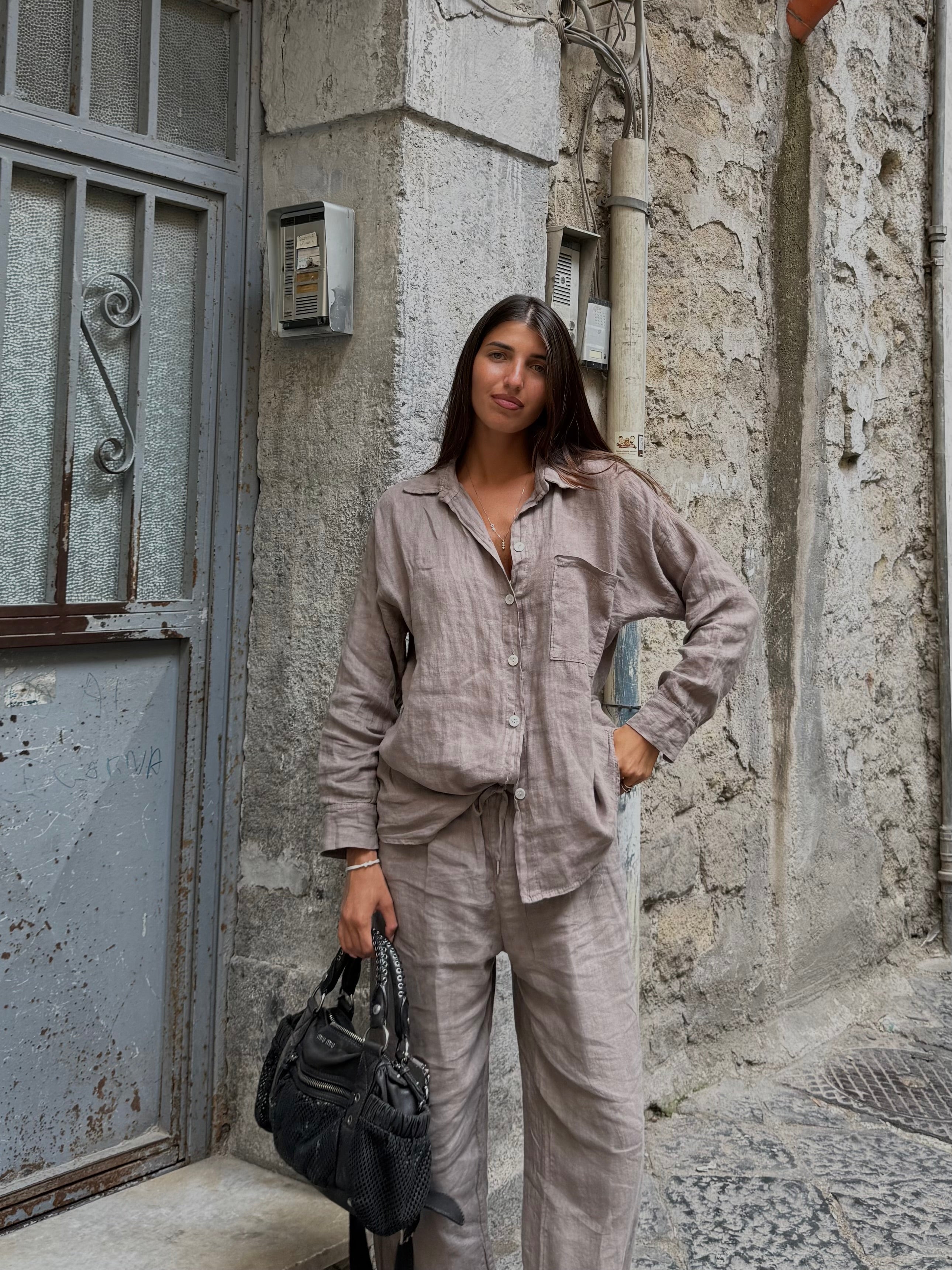 Camicia Lino fango - LadyB Shop Online