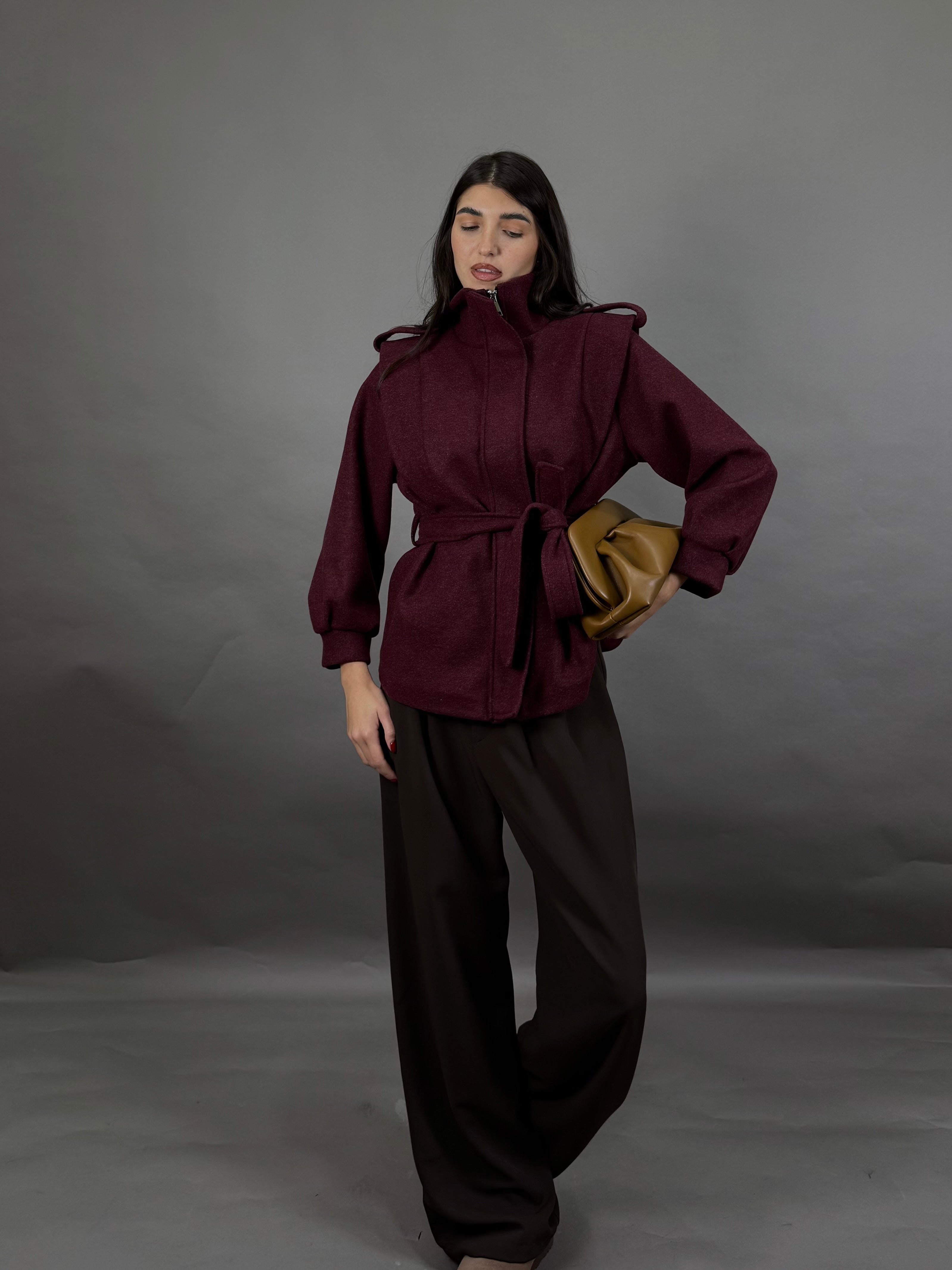 Giacca in panno bordeaux