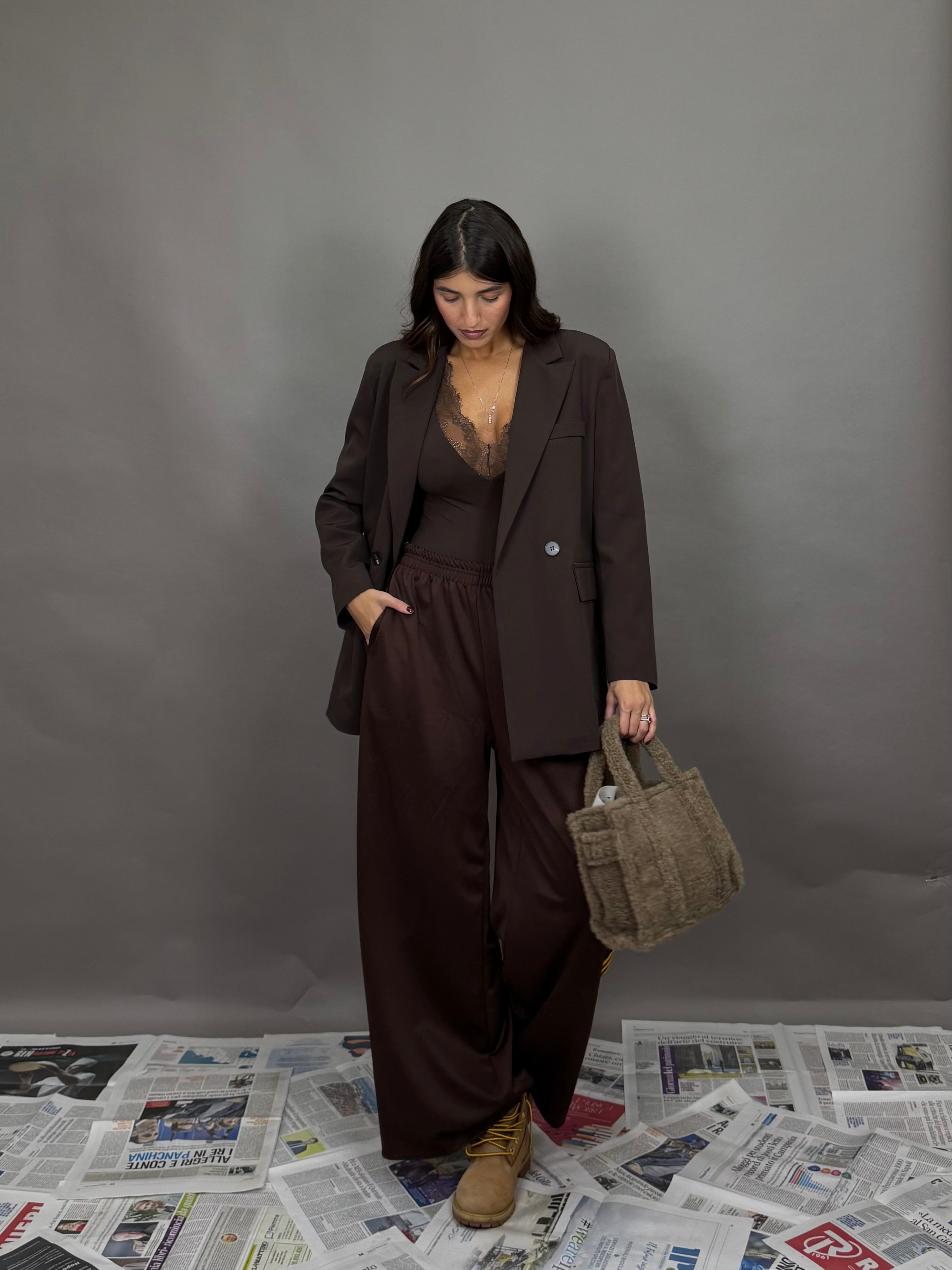 Pantalone tuta marrone