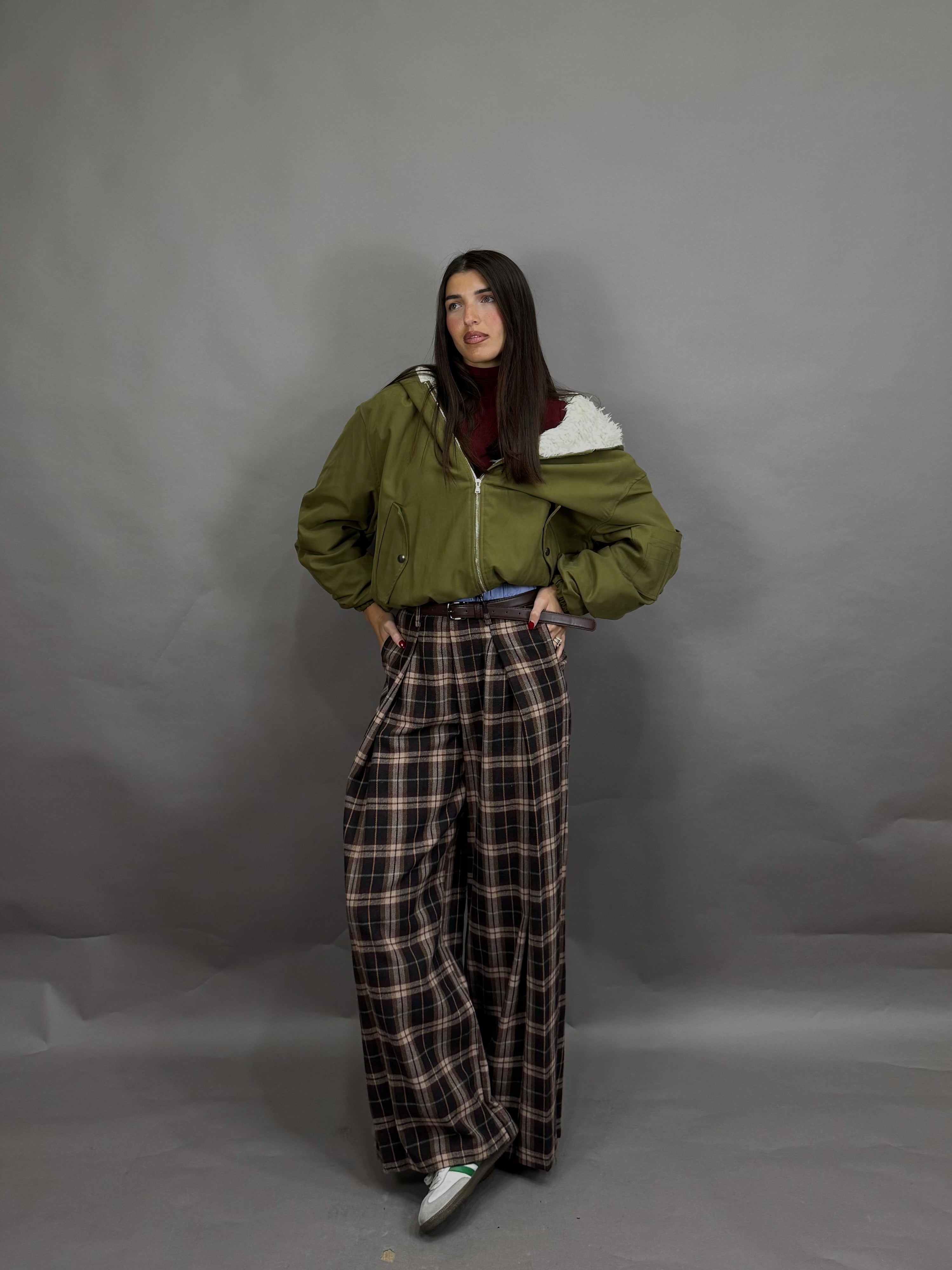 Pantalone quadri lumina bordeaux