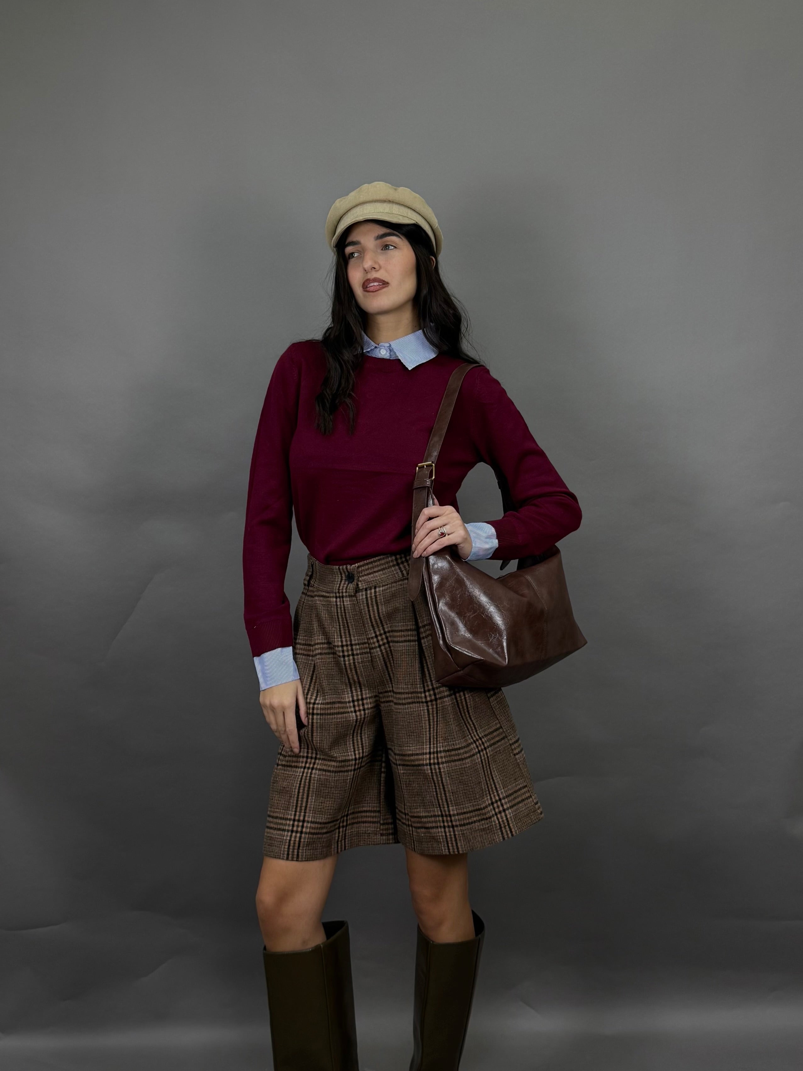 Maglione camicia fake bordeaux