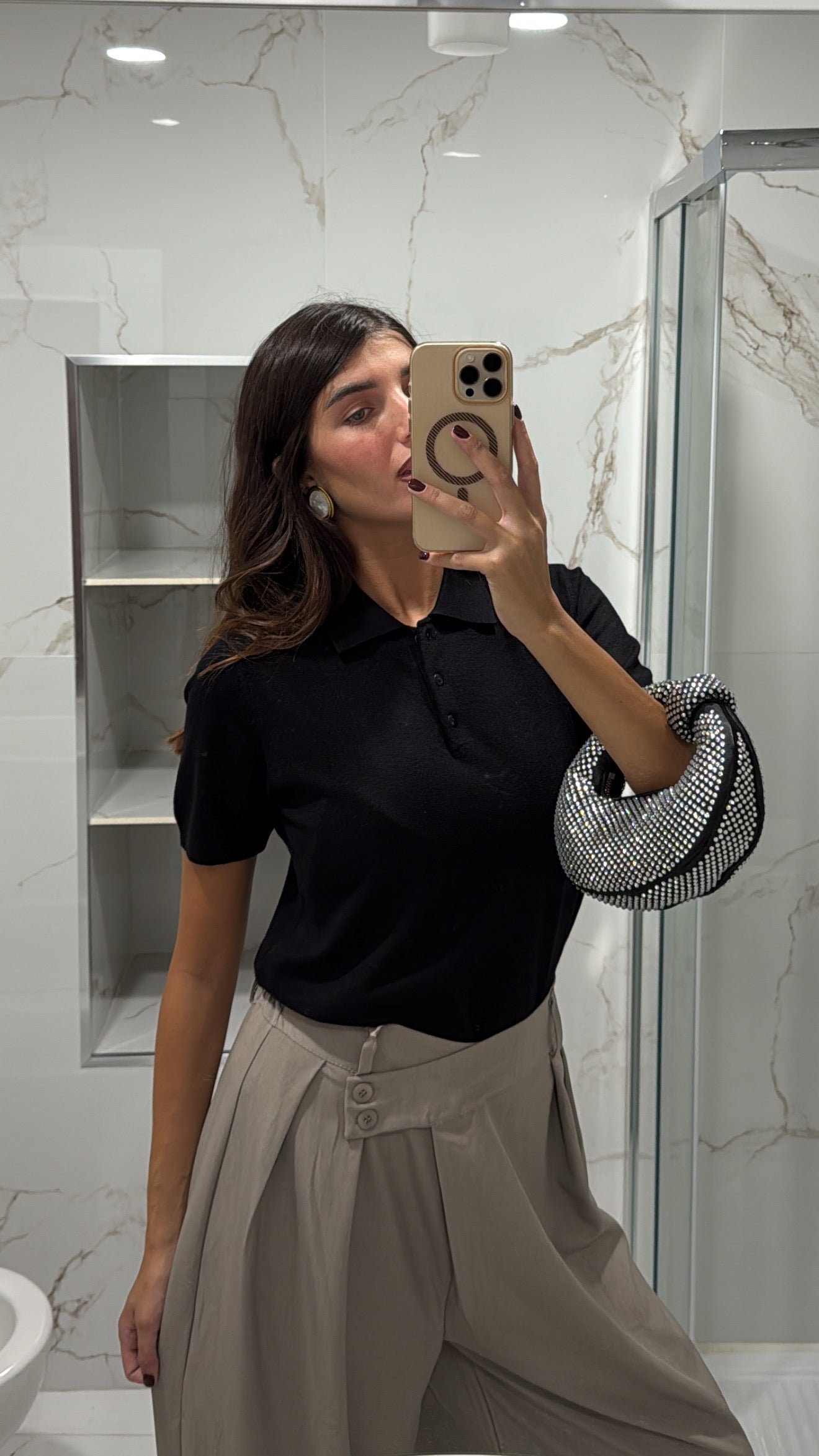 Polo mezza manica nera