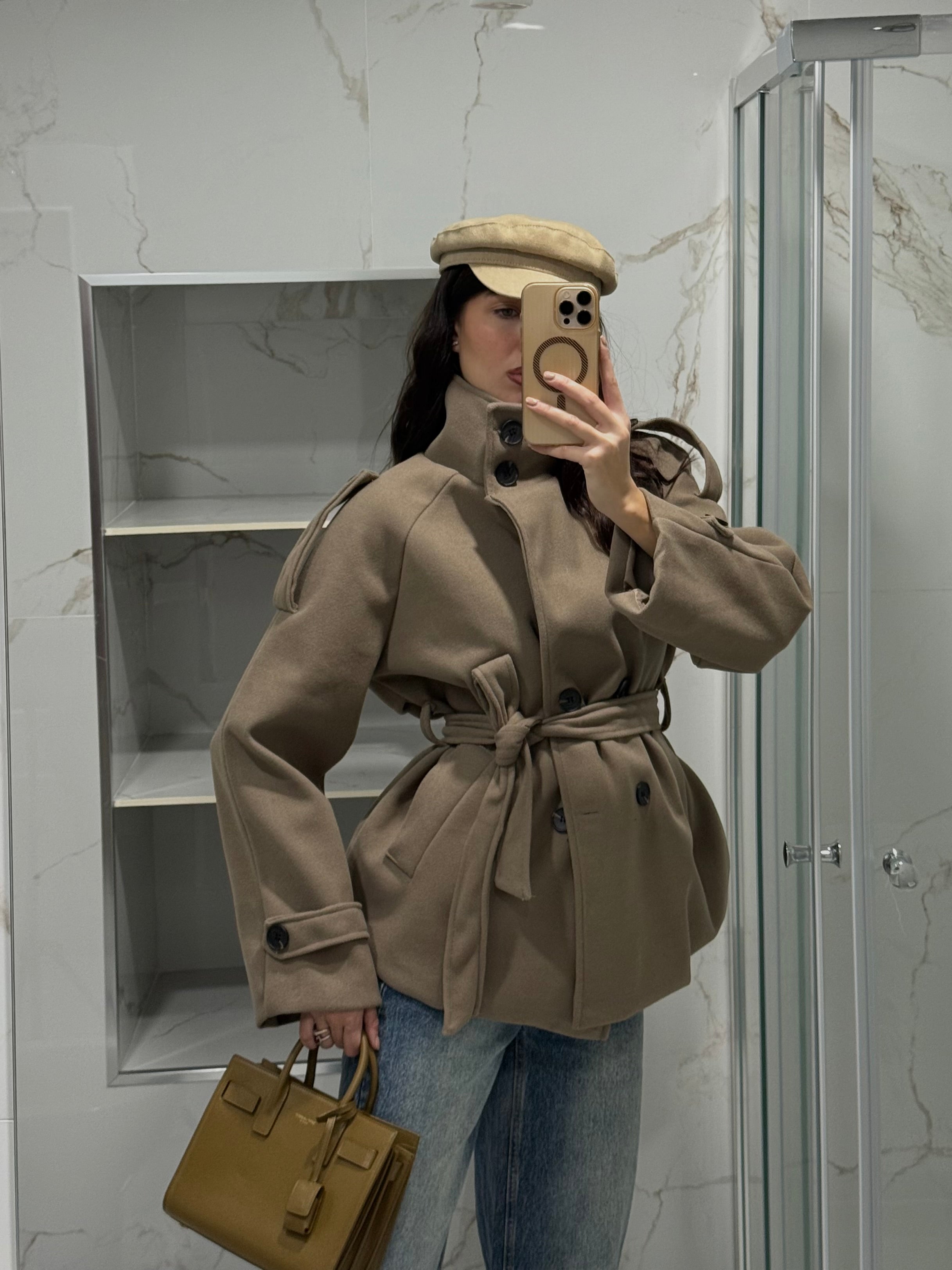 Trench peso cappotto fango