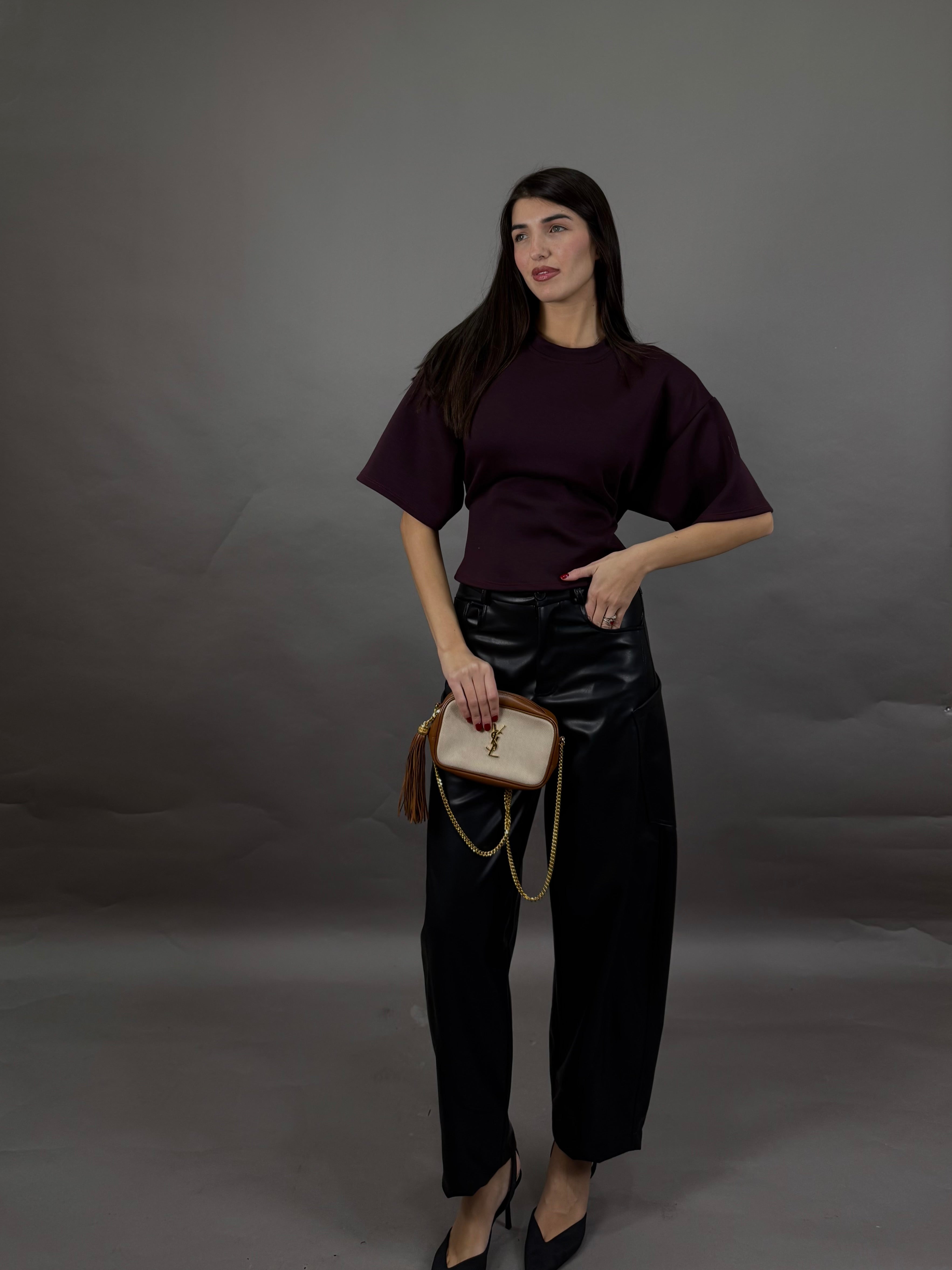 Maglia felpata bordeaux