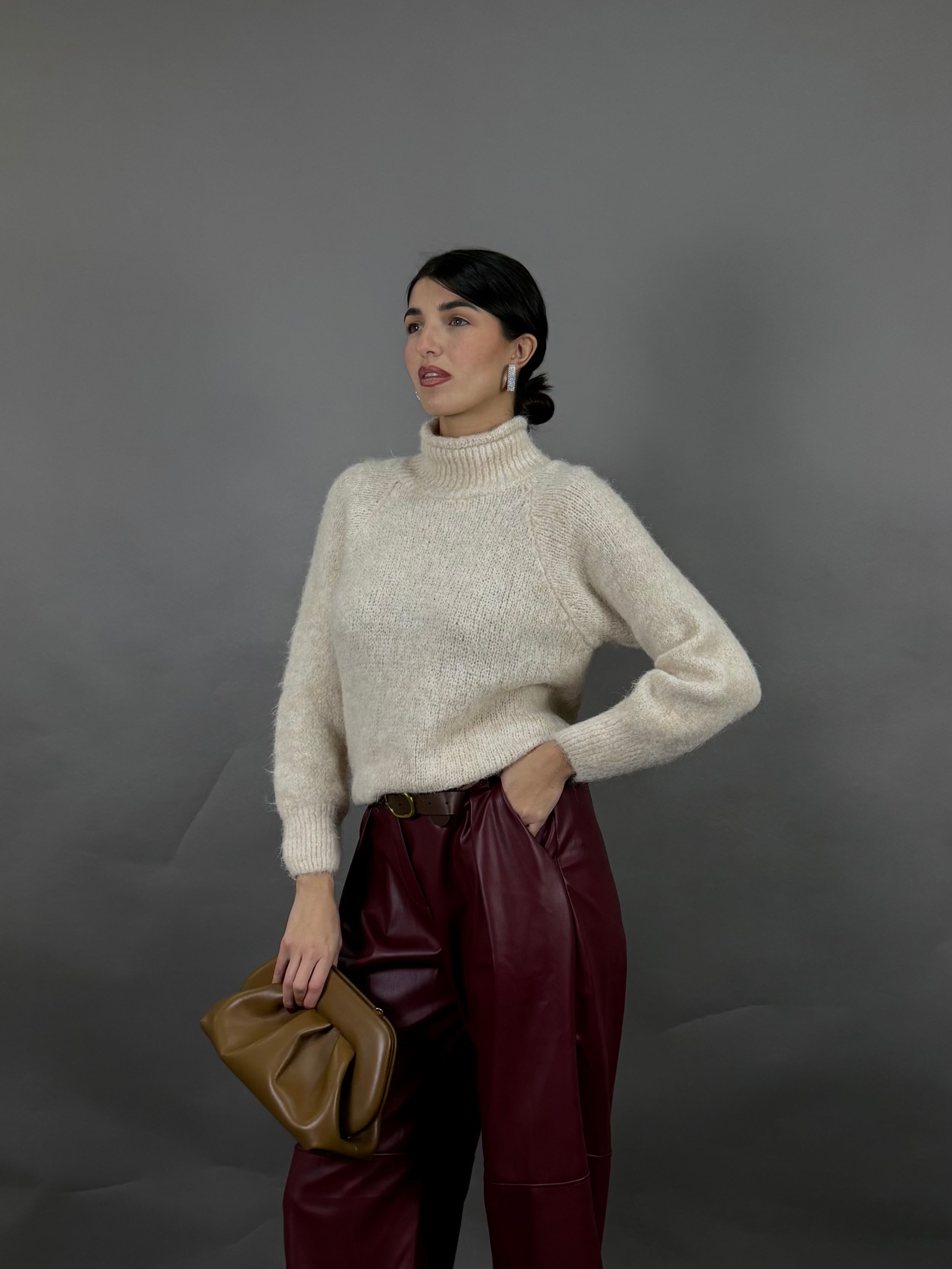 Maglione misto lana burro