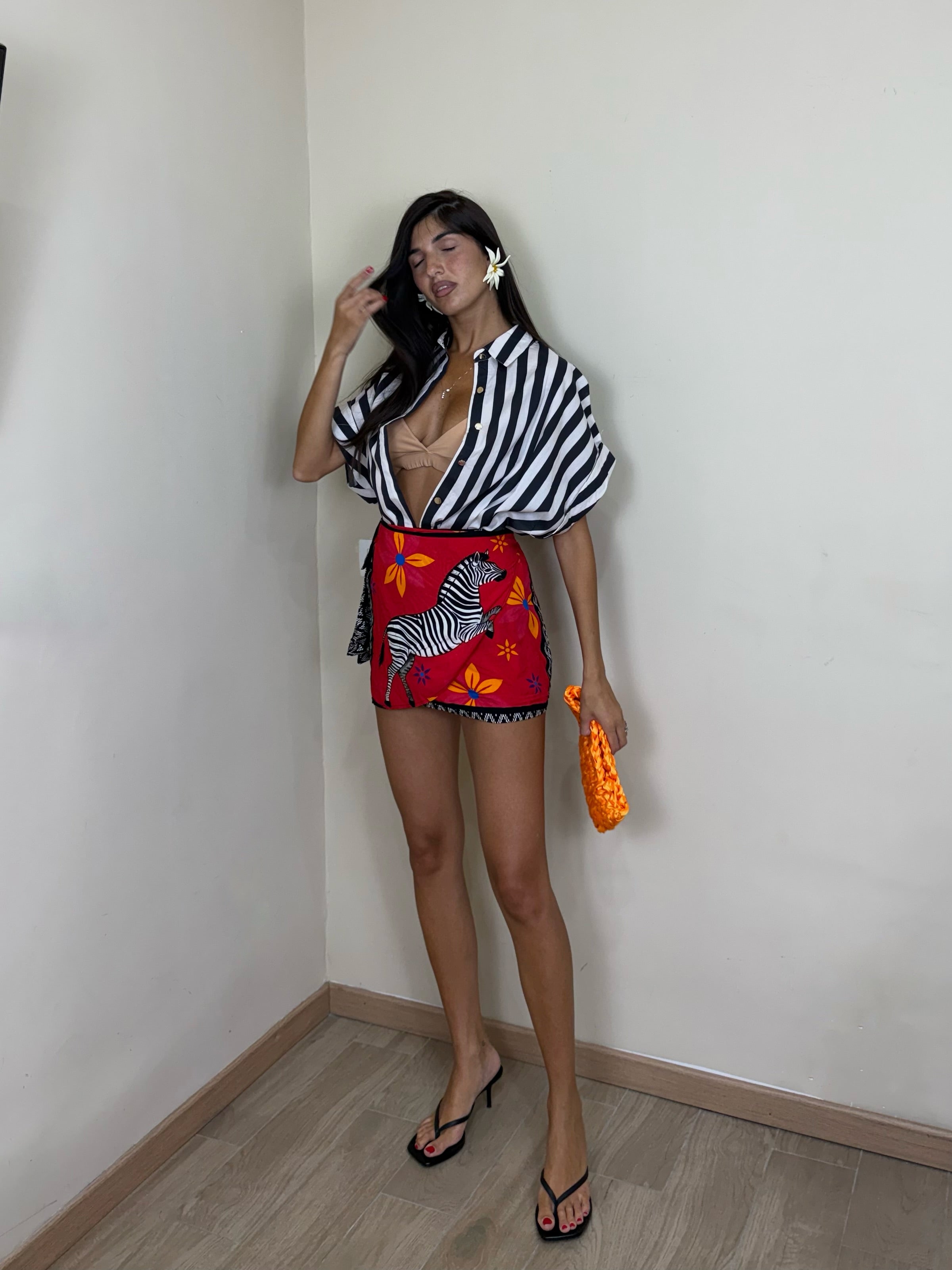 Gonna pareo zebra rossa