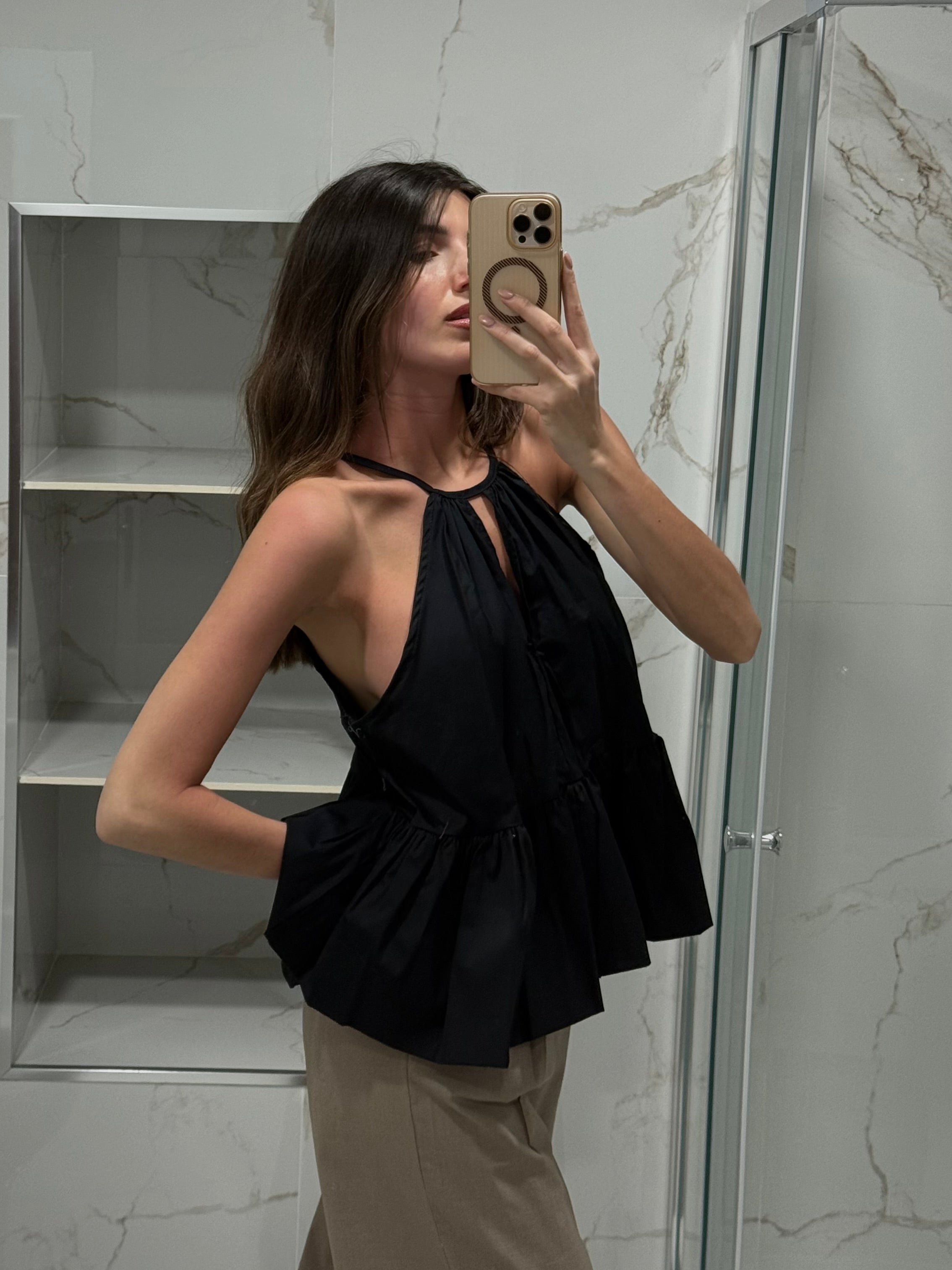 Blusa in cotone nero
