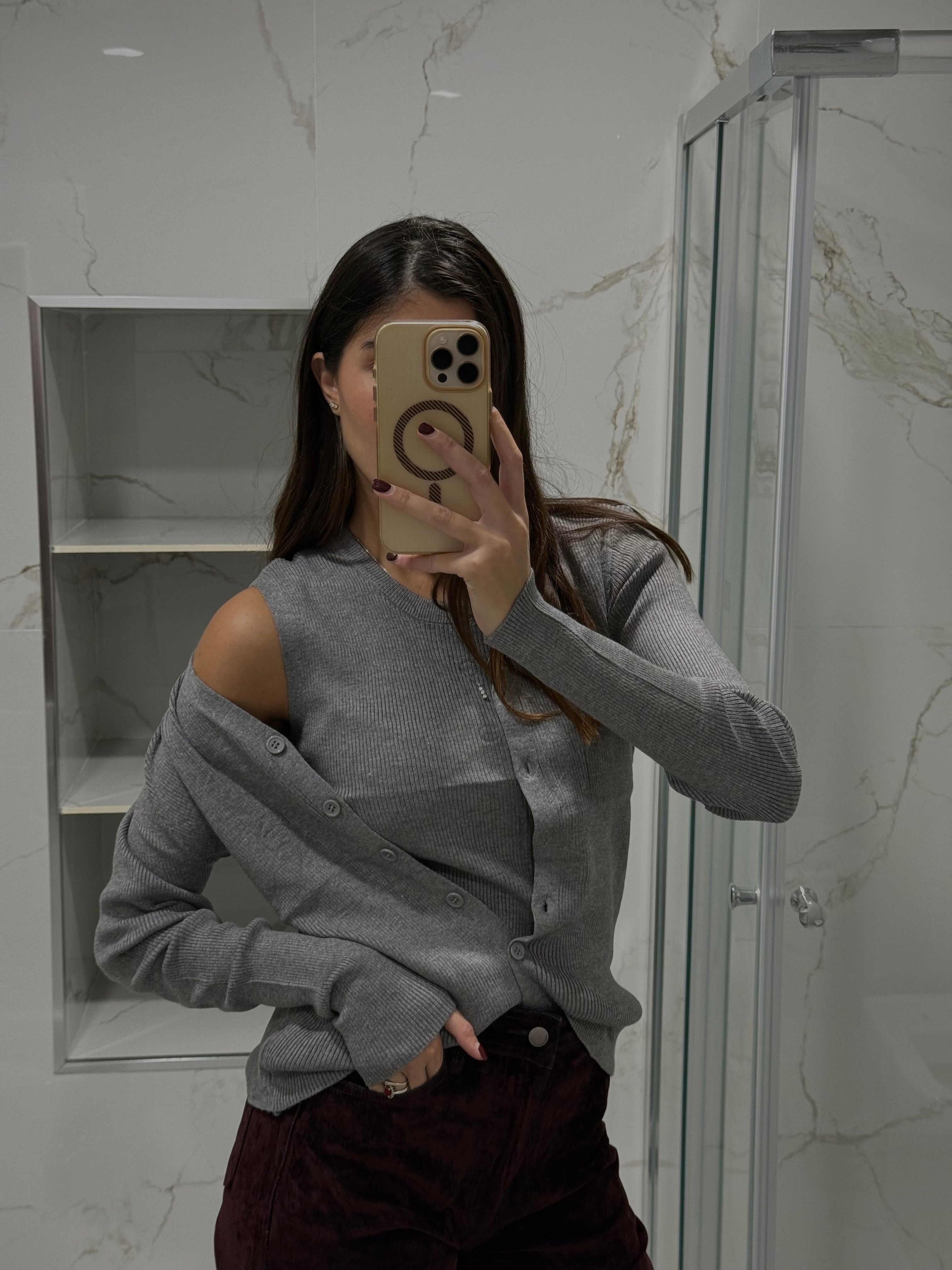 Canotta + cardigan grigio