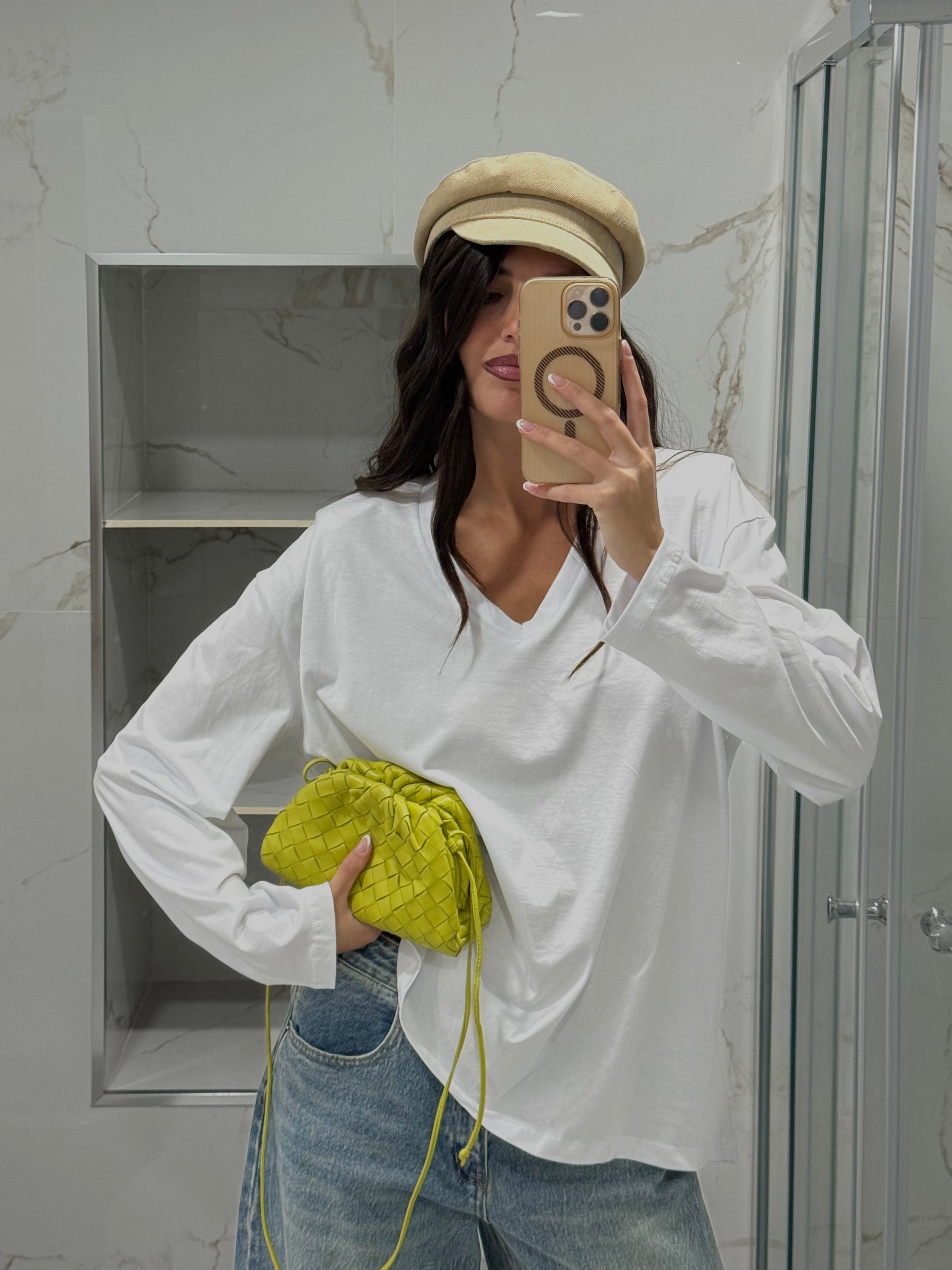 Maglia just west V bianca