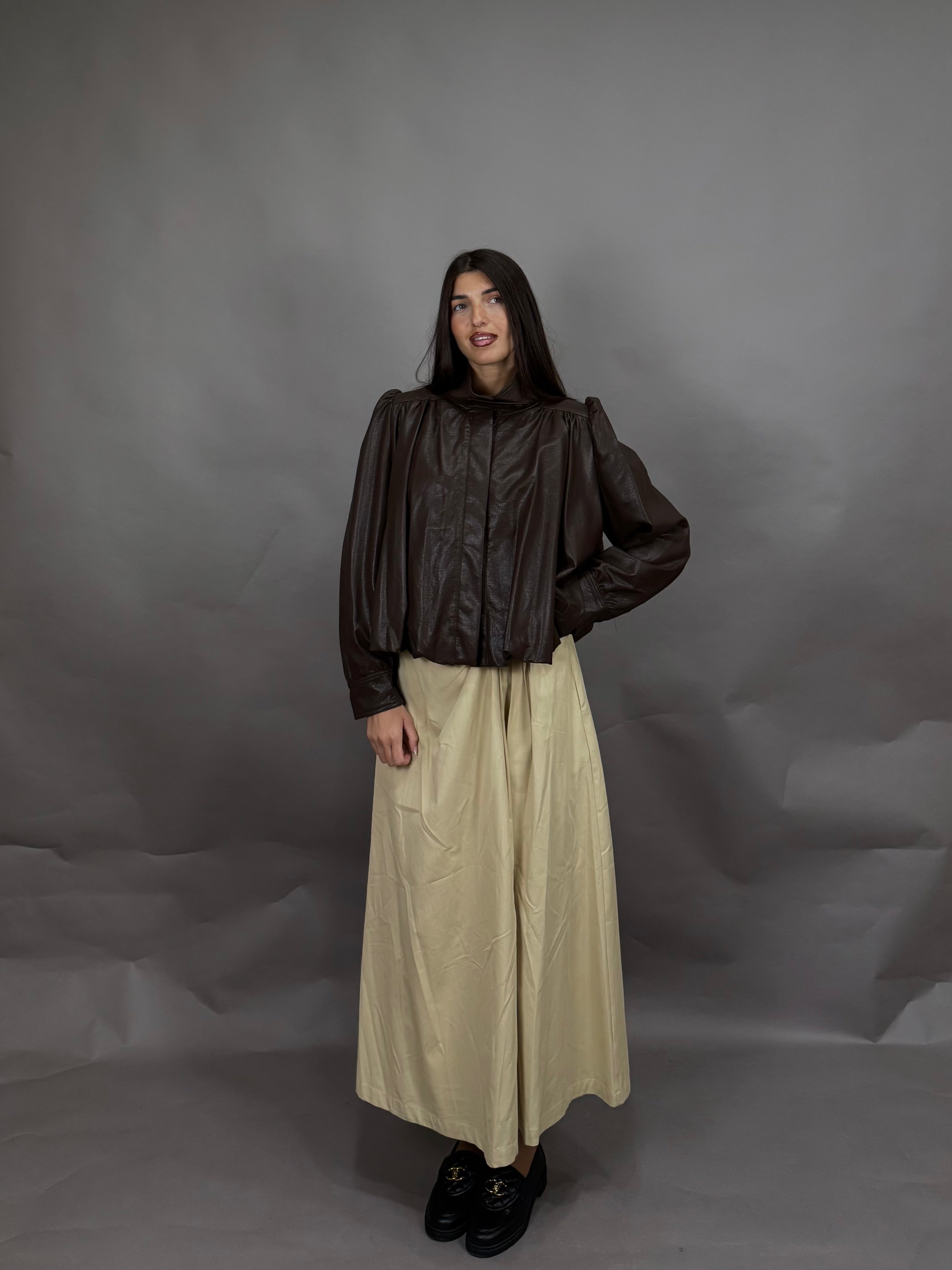 Giacca in pelle marrone