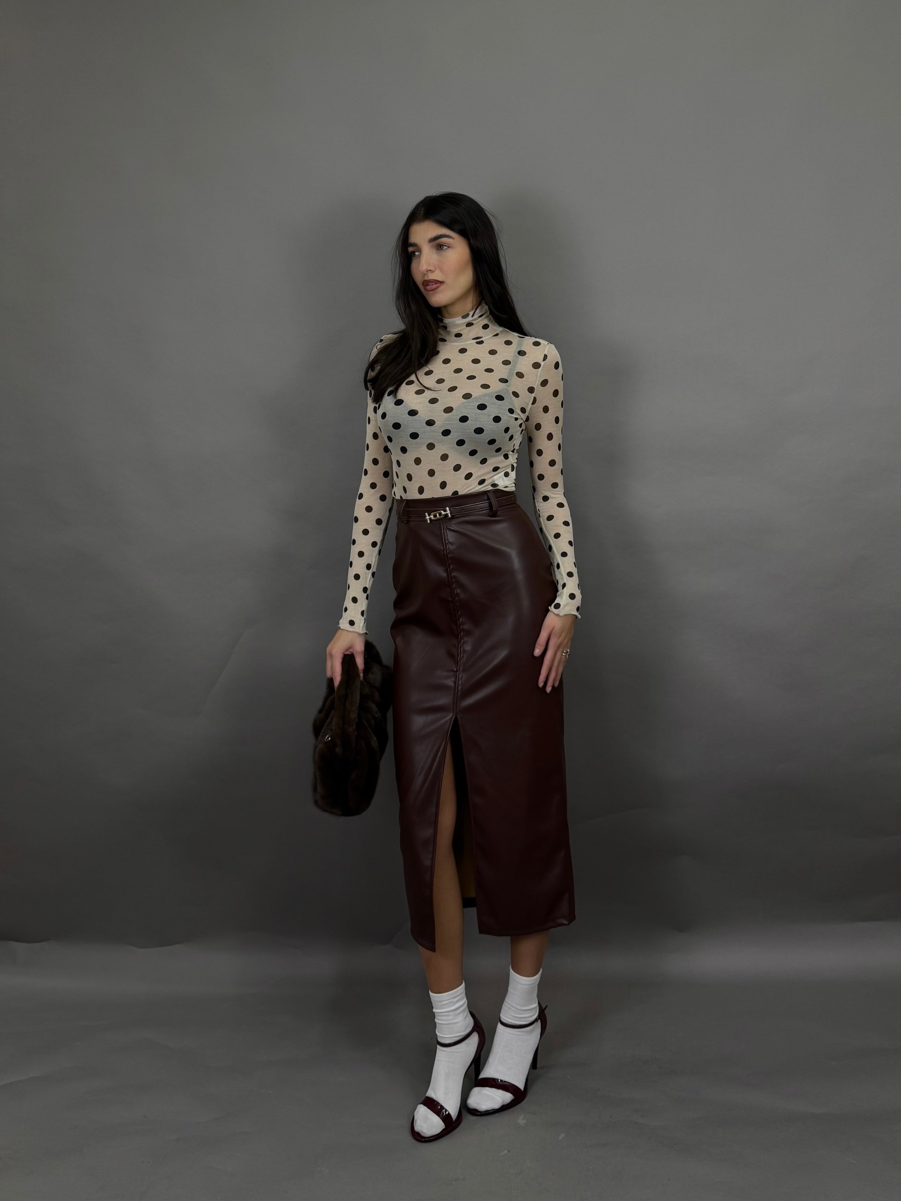 Maglia misto cachemire panna